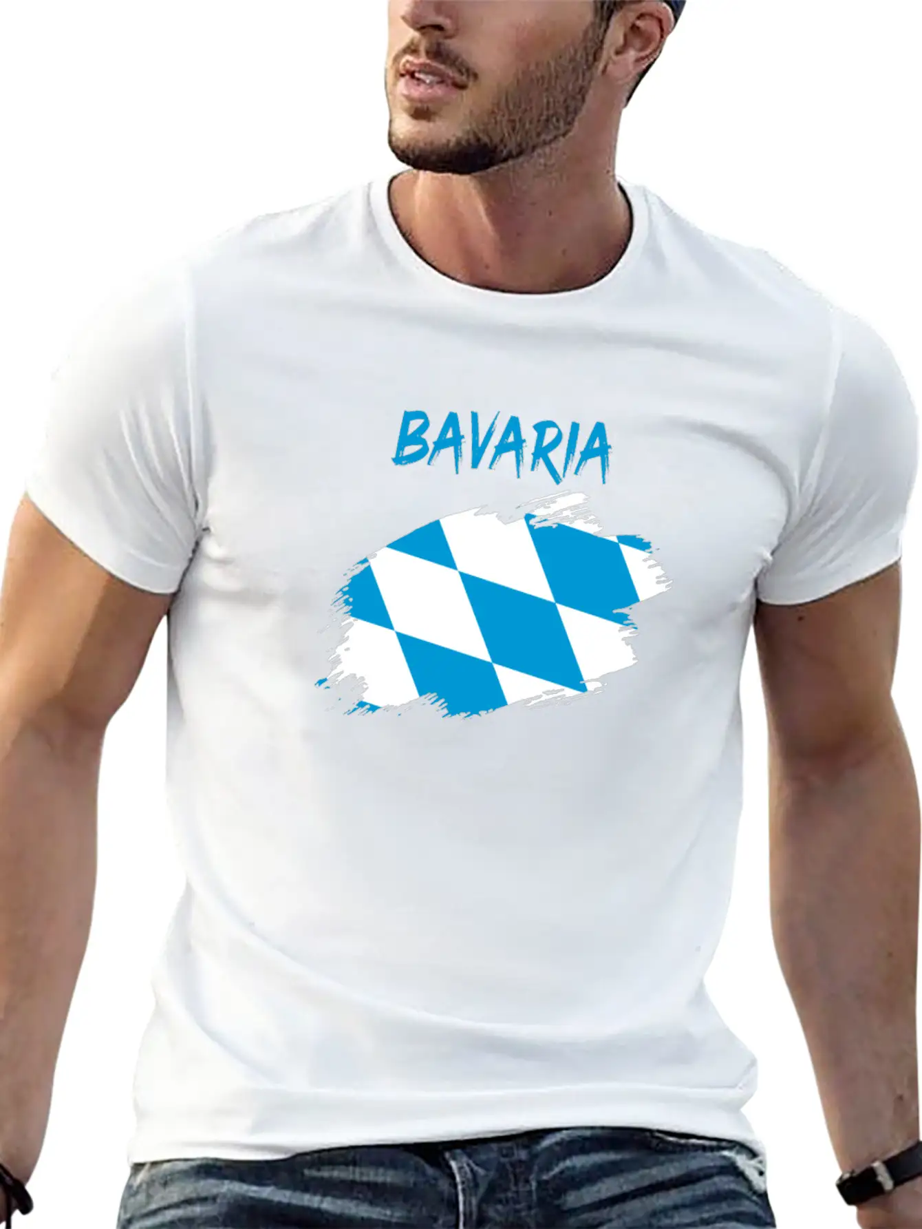 Bavaria Bavarian Flag Banner Rhombus Stylish Everyday T-Shirt – Unisex Basic Cotton Tee