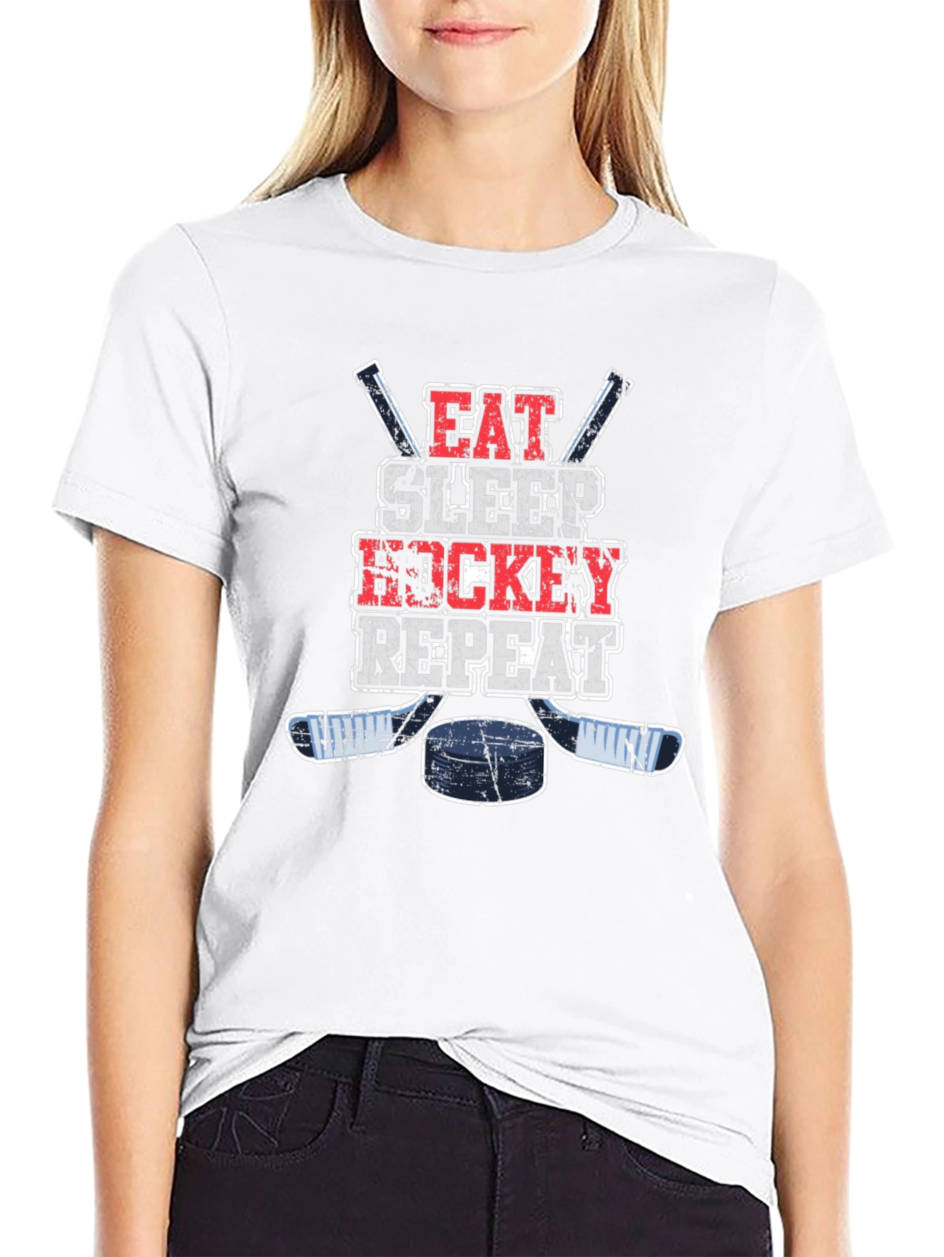 Eat Sleep Hockey Repeat Graphic T-Shirt