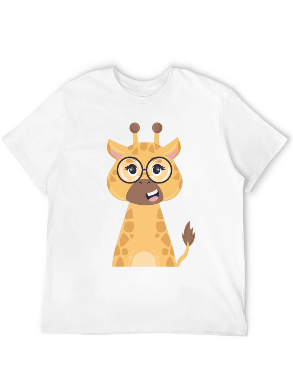 Giraffe with Glasses Graphic Tee - Black