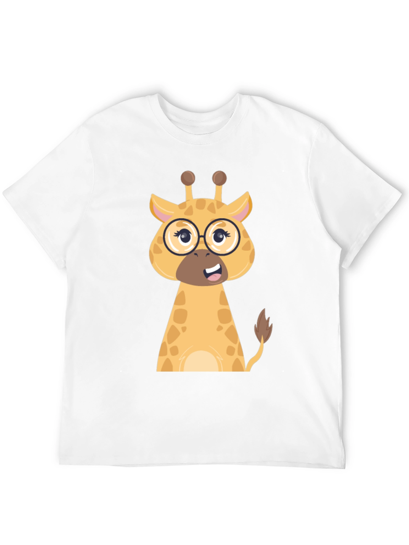 Giraffe with Glasses Graphic Tee - Black