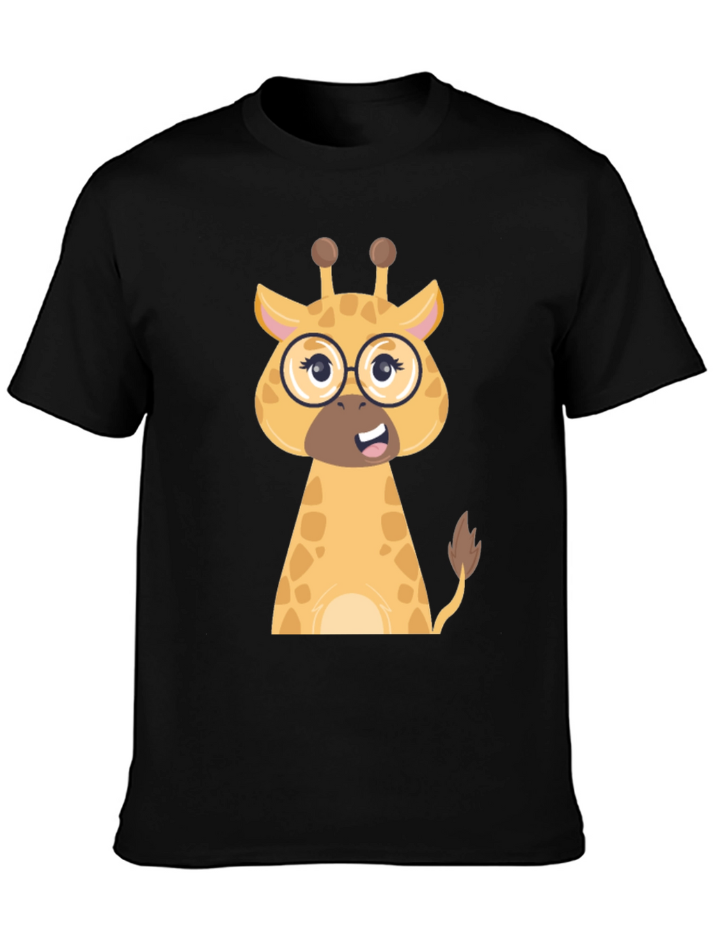 Giraffe with Glasses Graphic Tee - Black