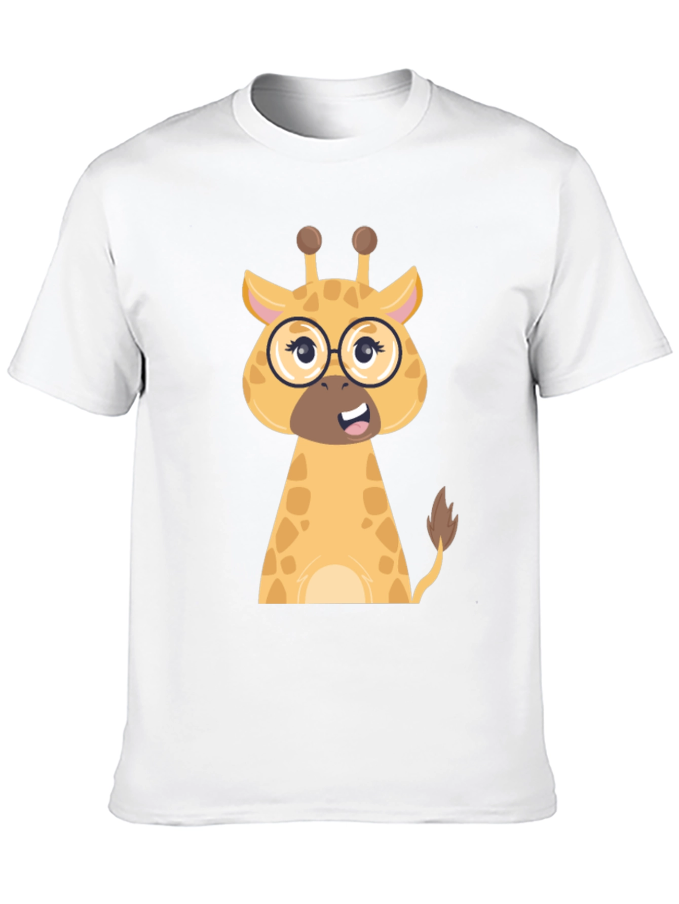 Giraffe with Glasses Graphic Tee - Black