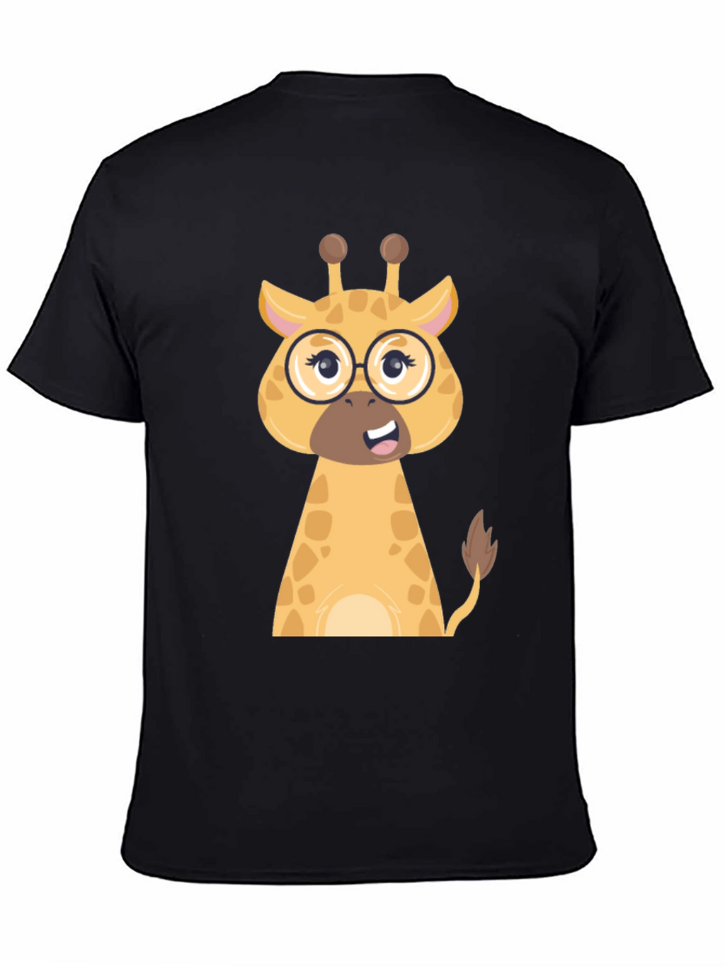 Giraffe with Glasses Graphic Tee - Black