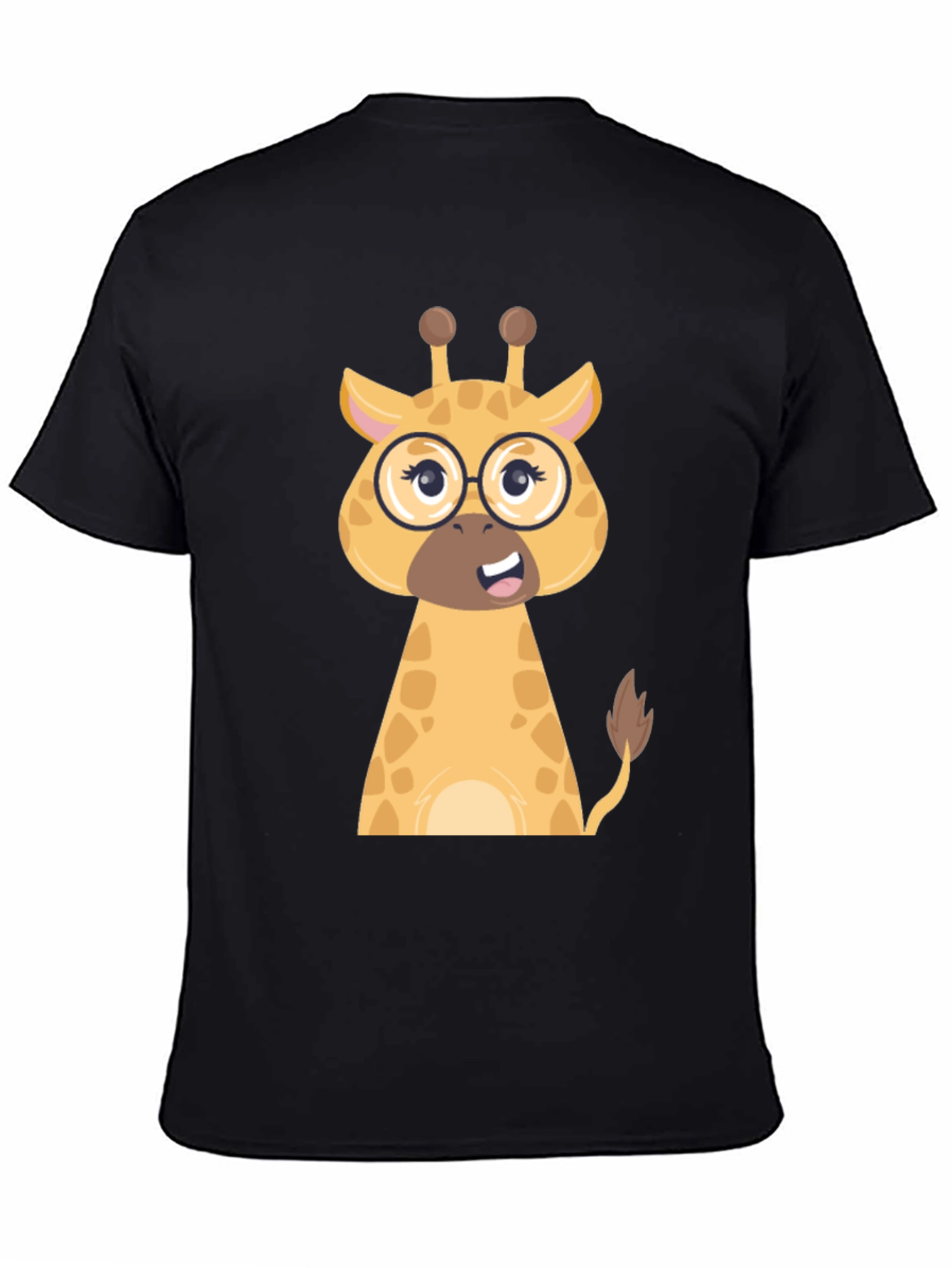 Giraffe with Glasses Graphic Tee - Black