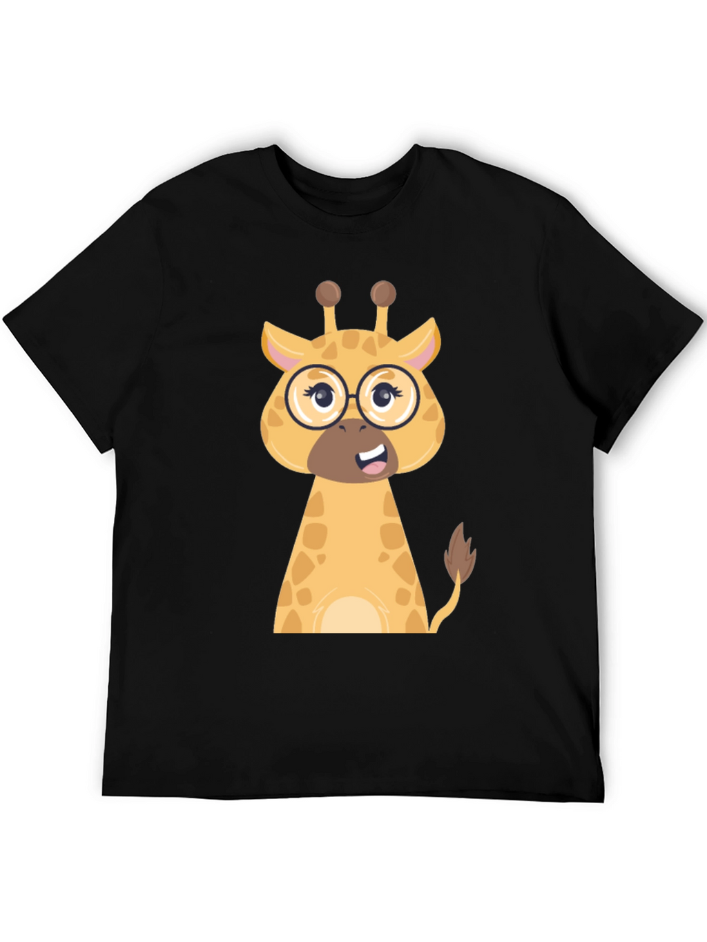 Giraffe with Glasses Graphic Tee - Black