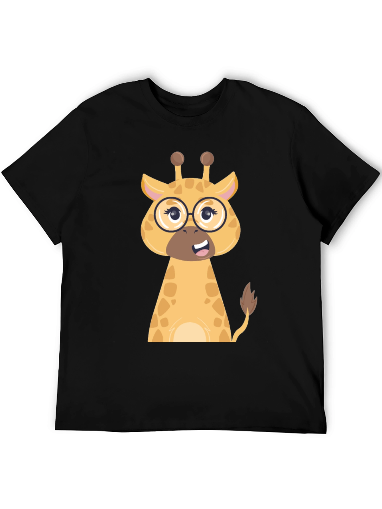 Giraffe with Glasses Graphic Tee - Black