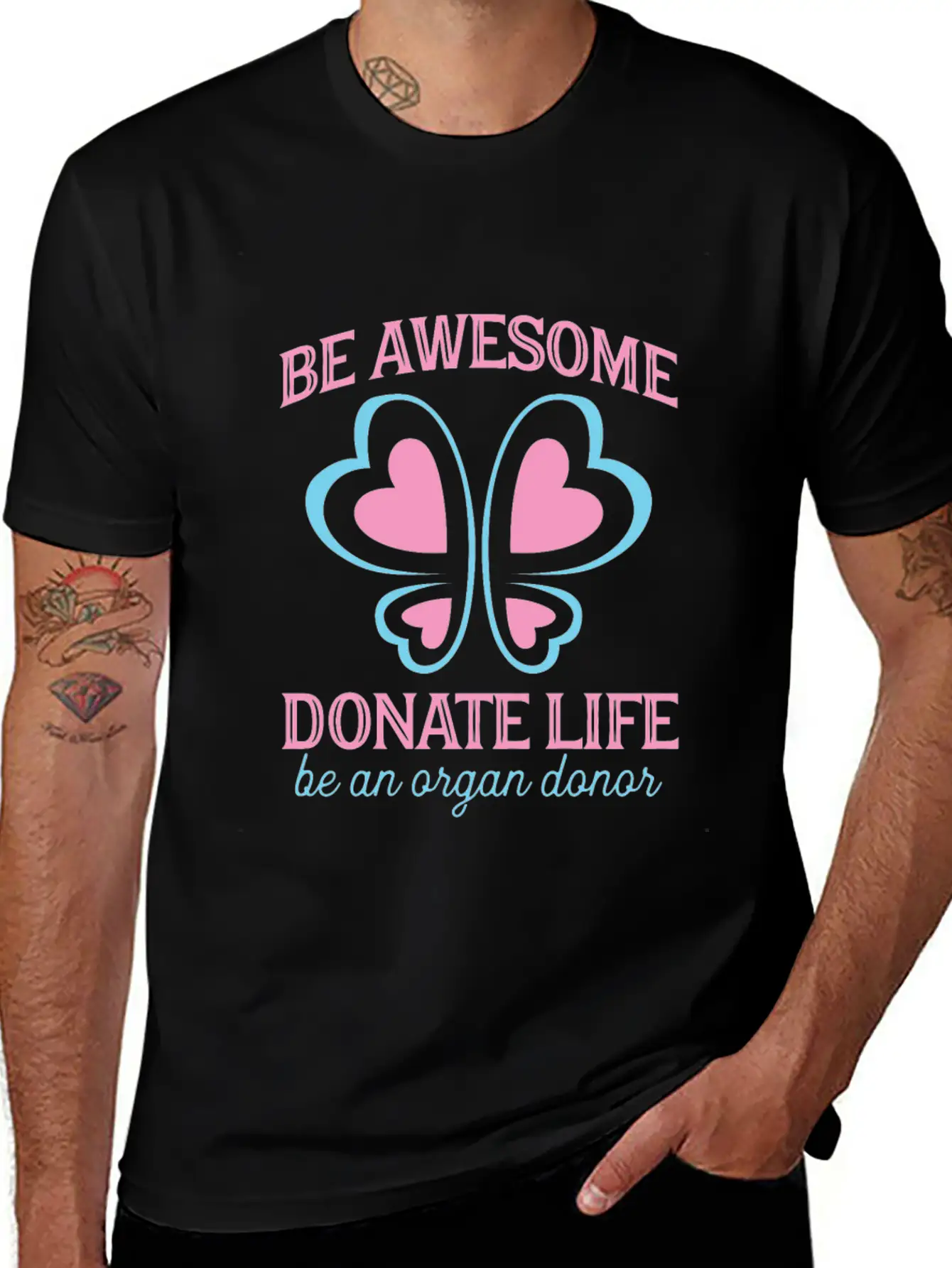 Be Awesome Donate Life Organ Donor Men Women Breathable Soft Cotton T-Shirt – Timeless Casual Look