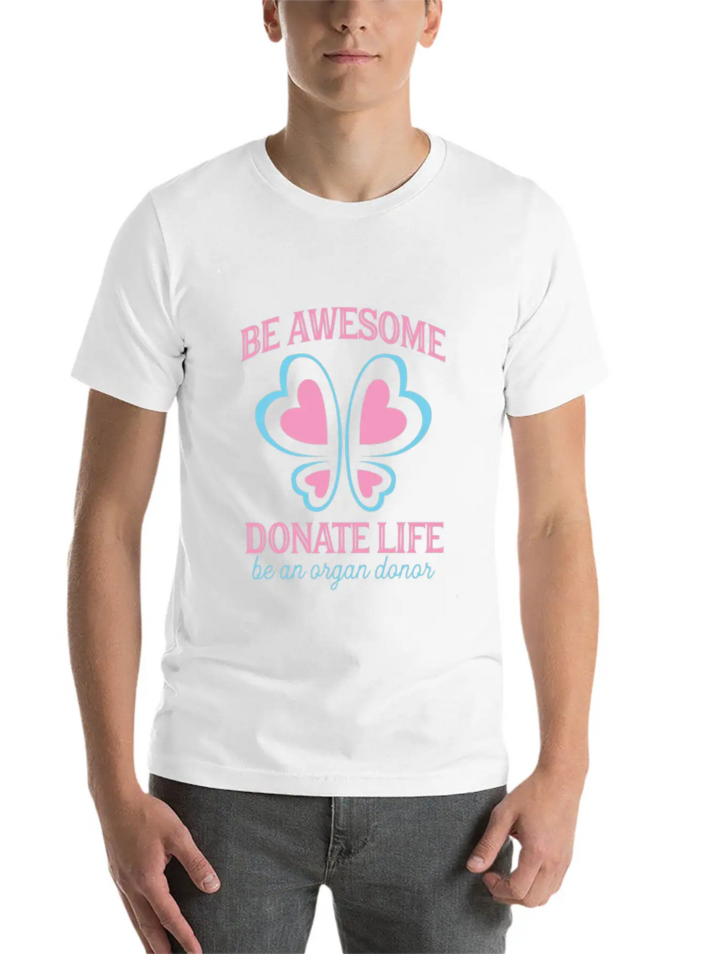Be Awesome Donate Life Organ Donor Men Women Breathable Soft Cotton T-Shirt – Timeless Casual Look