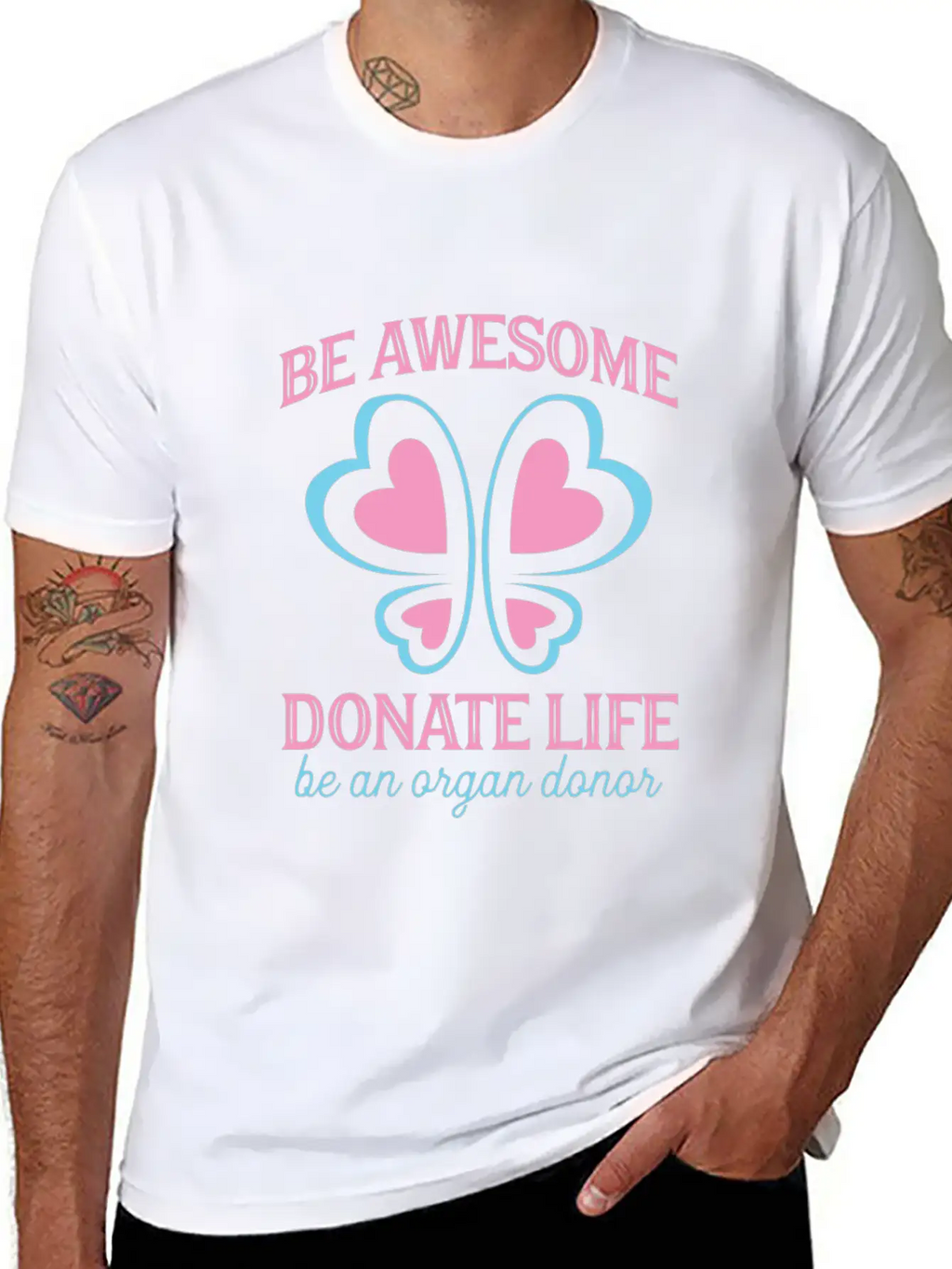Be Awesome Donate Life Organ Donor Men Women Breathable Soft Cotton T-Shirt – Timeless Casual Look