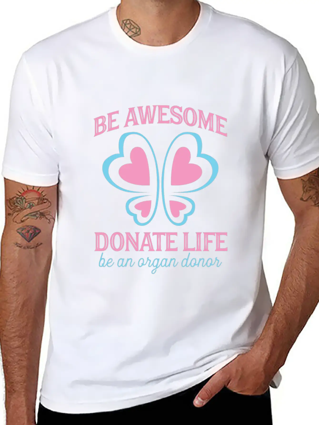 Be Awesome Donate Life Organ Donor Men Women Breathable Soft Cotton T-Shirt – Timeless Casual Look