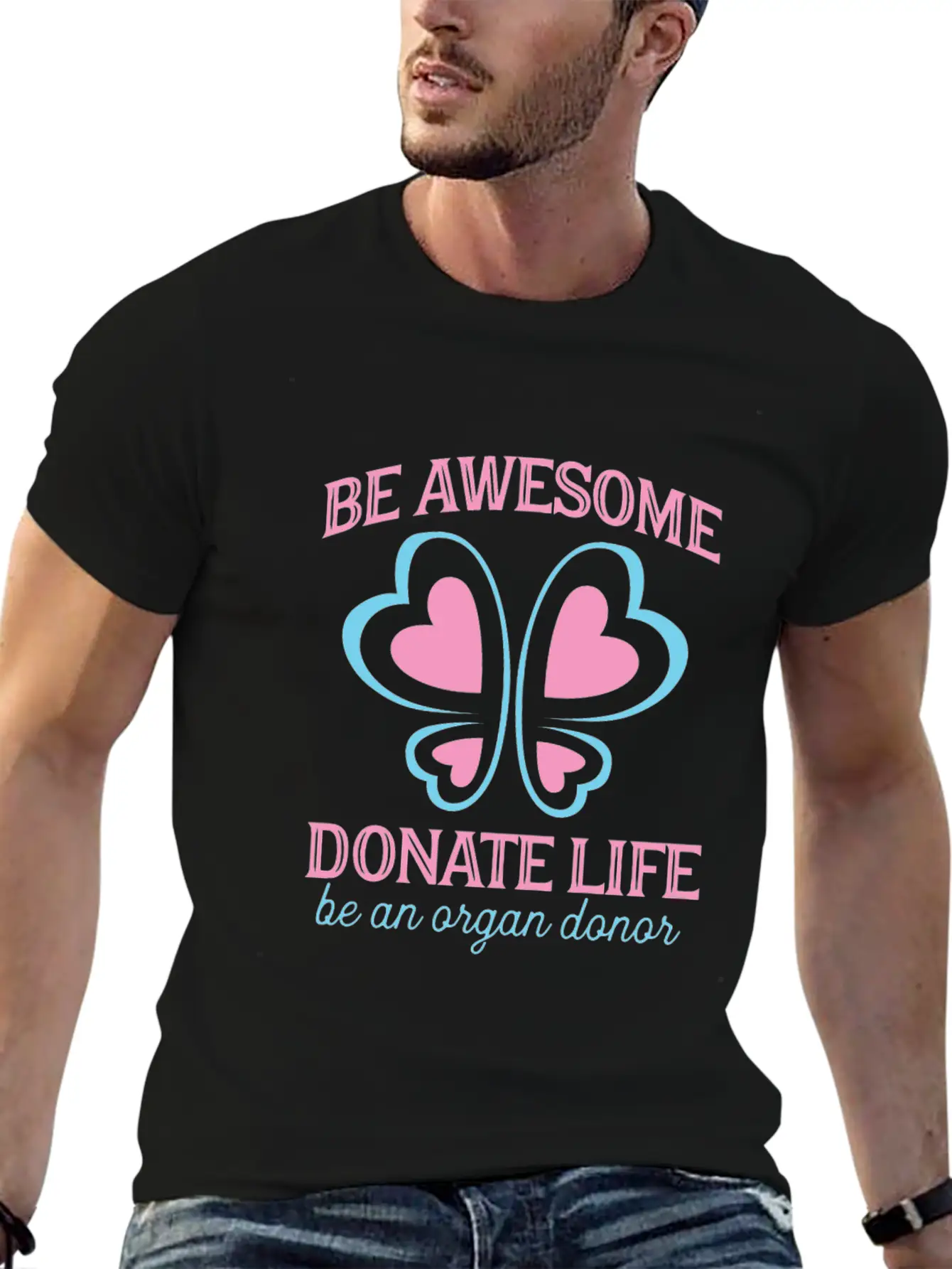 Be Awesome Donate Life Organ Donor Men Women Breathable Soft Cotton T-Shirt – Timeless Casual Look