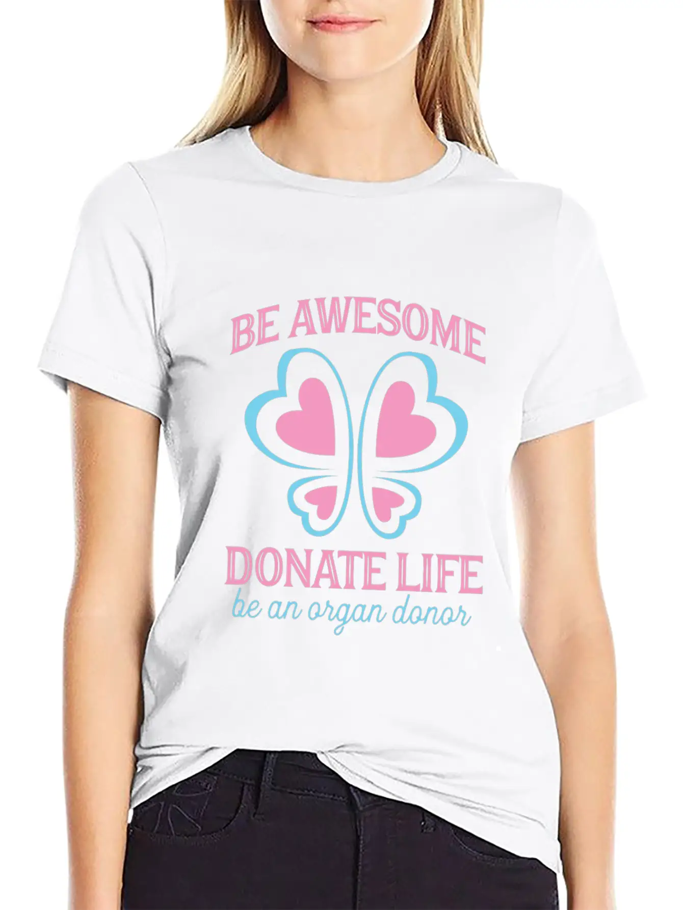 Be Awesome Donate Life Organ Donor Men Women Breathable Soft Cotton T-Shirt – Timeless Casual Look