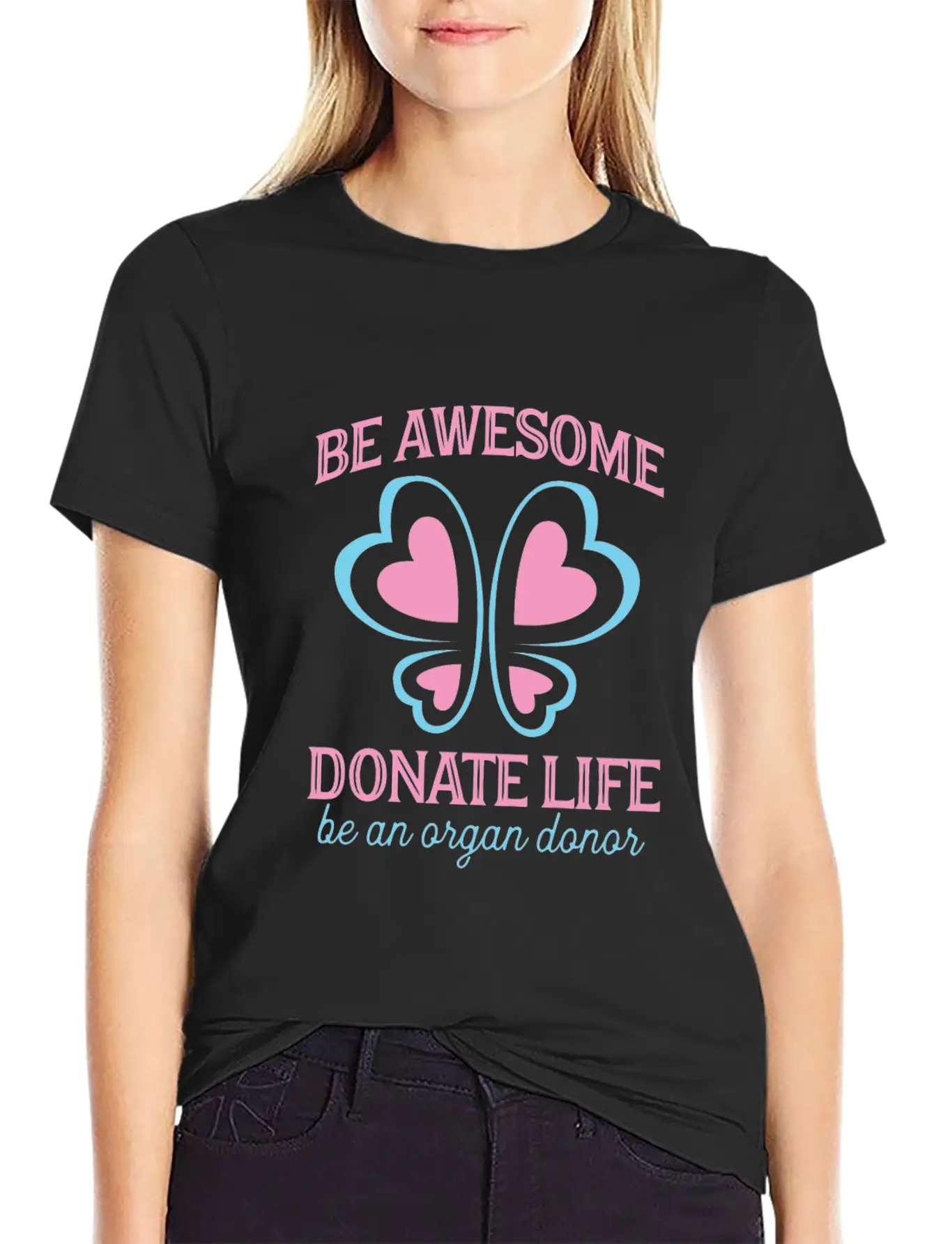Be Awesome Donate Life Organ Donor Men Women Breathable Soft Cotton T-Shirt – Timeless Casual Look