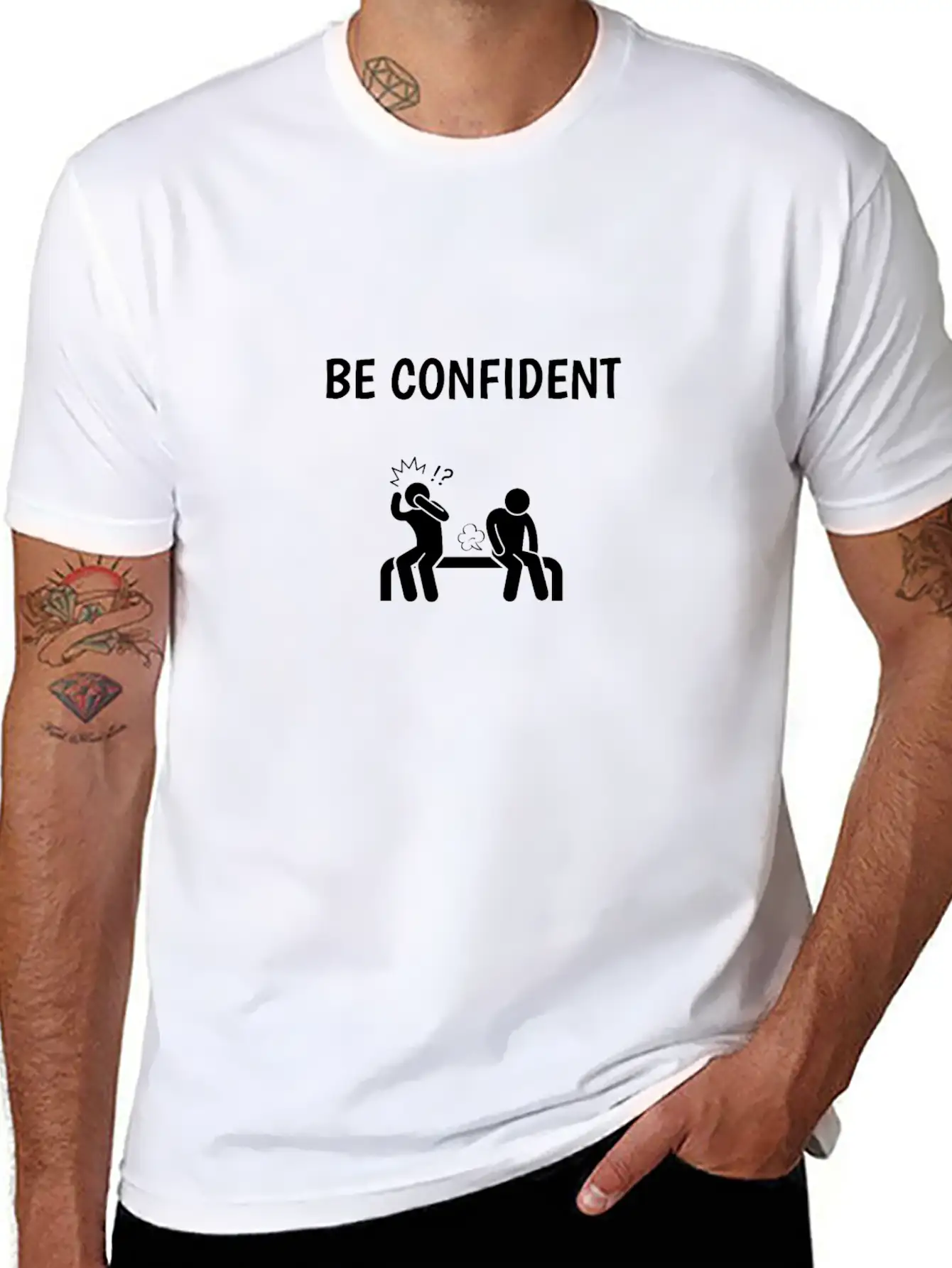 BE CONFIDENT WHITE Breathable Soft Cotton T-Shirt – Timeless Casual Look