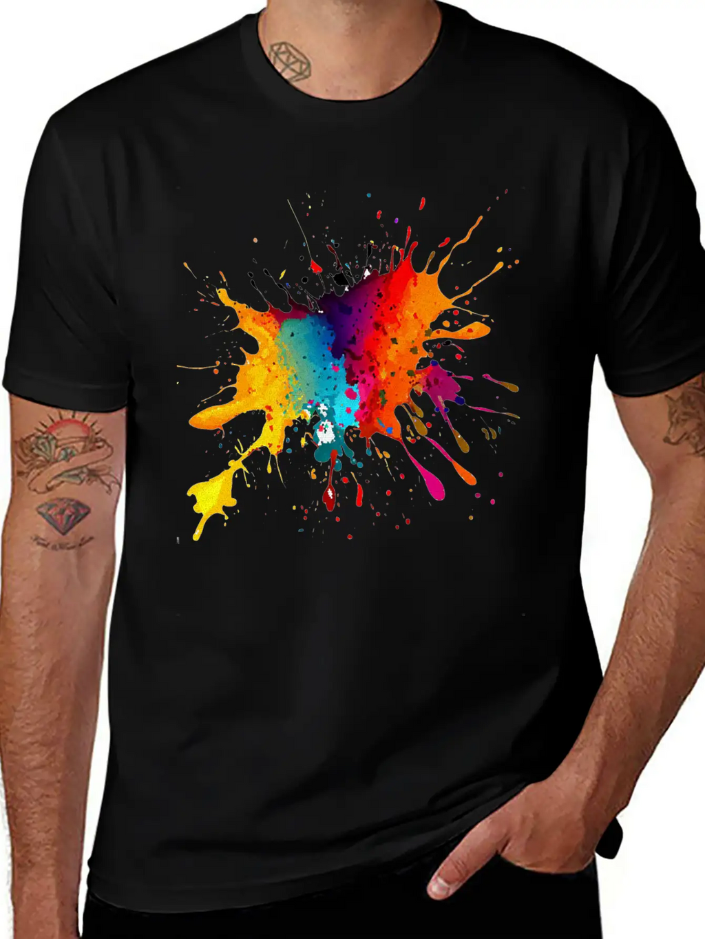BE DIFFERENT! PAINT SPLASH ABSTRACT SPLATTER FUNKY Timeless Short Sleeve Tee – Comfy And Minimalist Design