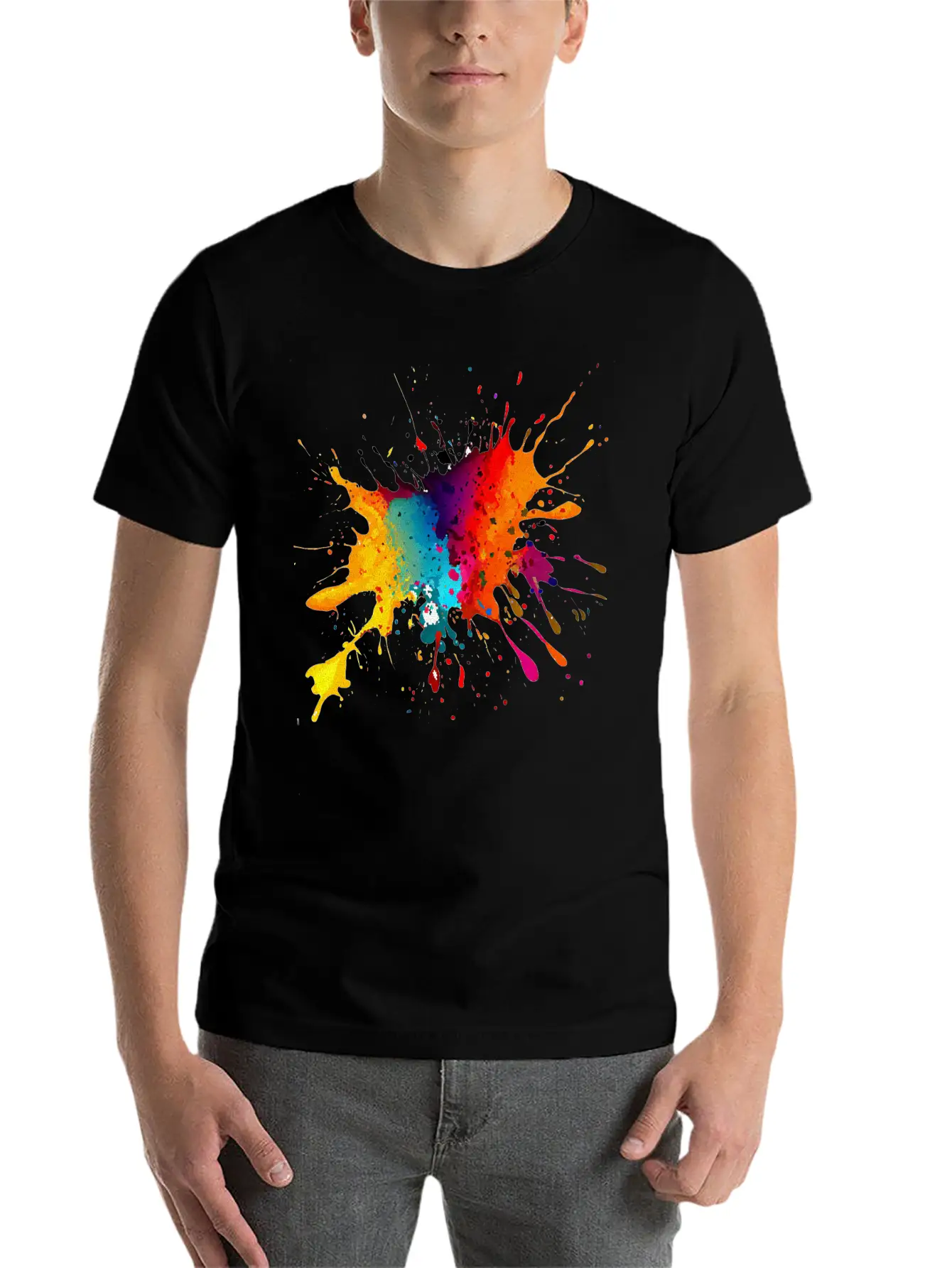 BE DIFFERENT! PAINT SPLASH ABSTRACT SPLATTER FUNKY Timeless Short Sleeve Tee – Comfy And Minimalist Design
