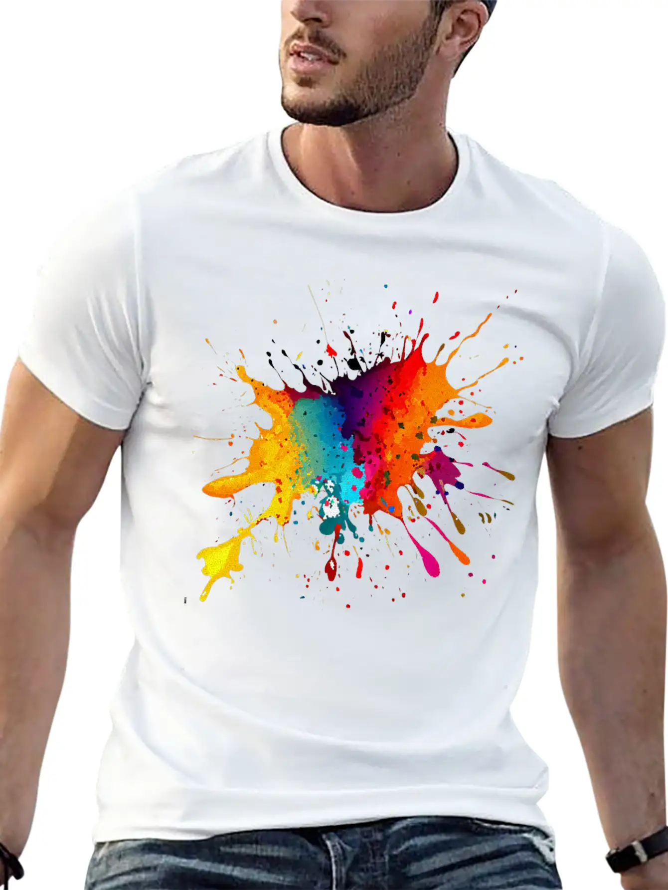 BE DIFFERENT! PAINT SPLASH ABSTRACT SPLATTER FUNKY Timeless Short Sleeve Tee – Comfy And Minimalist Design