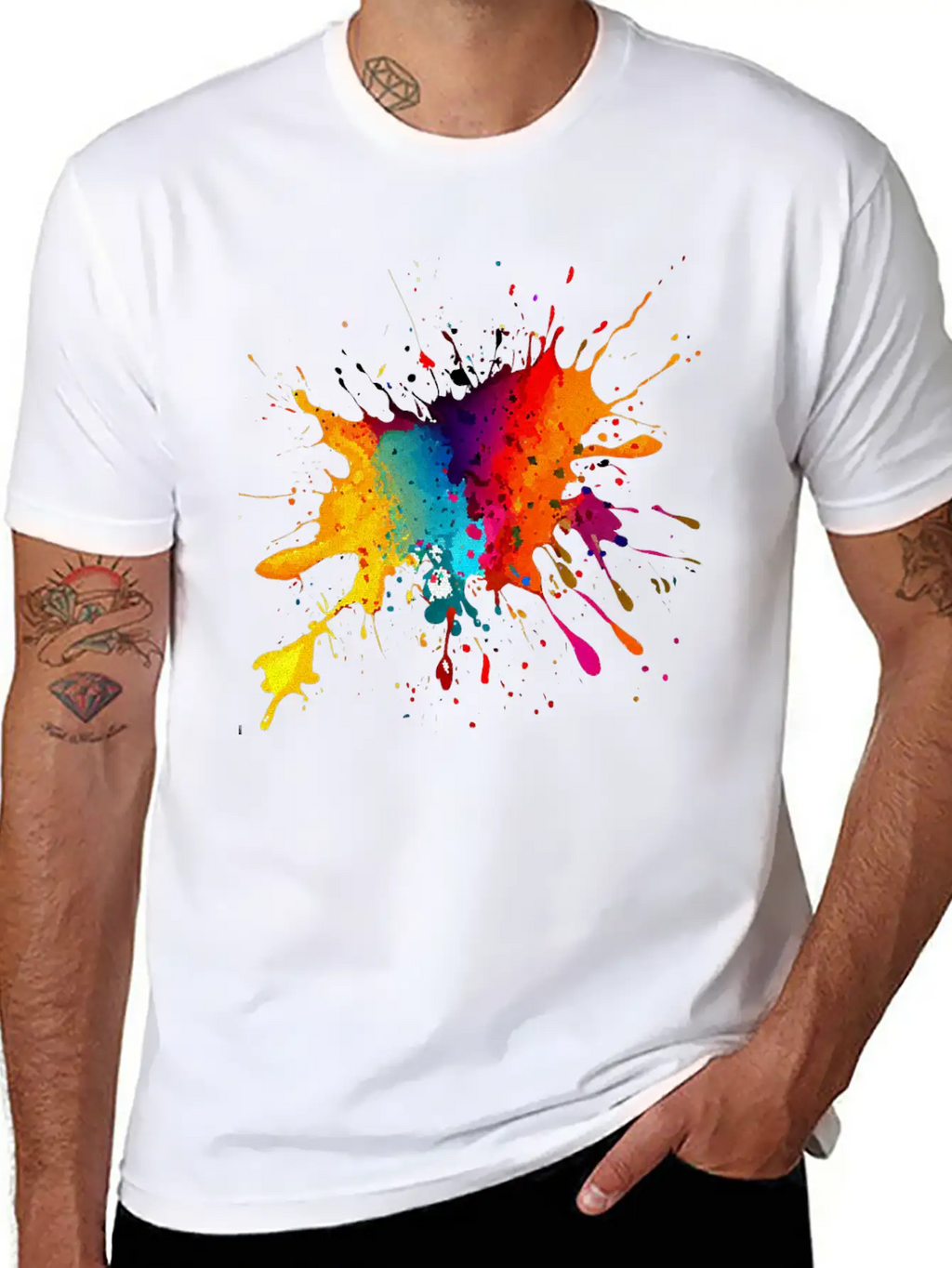 BE DIFFERENT! PAINT SPLASH ABSTRACT SPLATTER FUNKY Timeless Short Sleeve Tee – Comfy And Minimalist Design