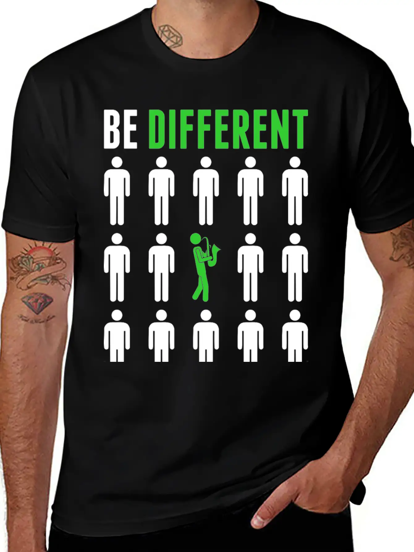 Be Different Saxophone Player Musician Tshirt Breathable Graphic T-Shirt – Perfect For Casual Days