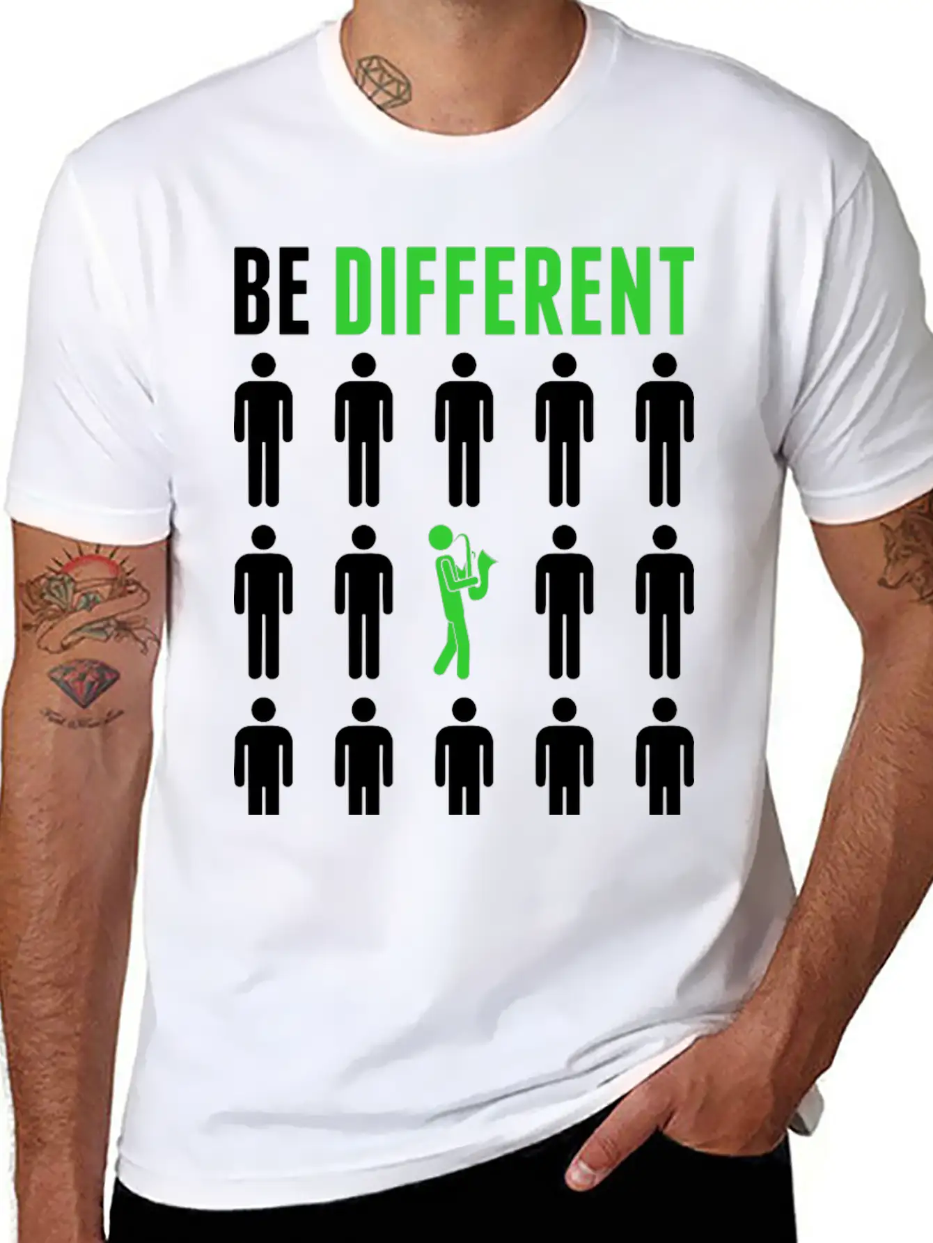 Be Different Saxophone Player Musician Tshirt Breathable Graphic T-Shirt – Perfect For Casual Days