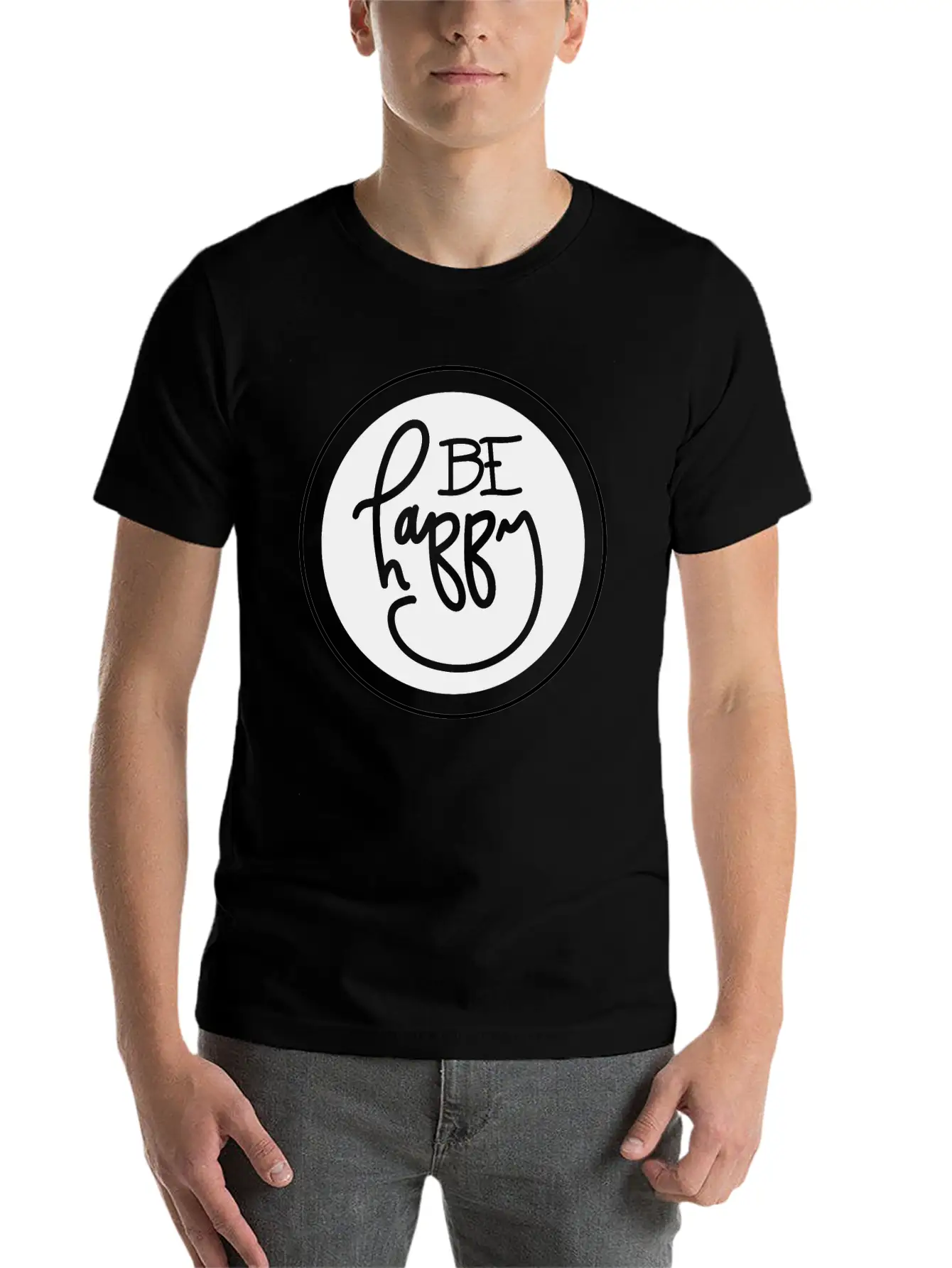 Be Happy Basic Graphic T-Shirt – Daily Comfort In Soft Cotton