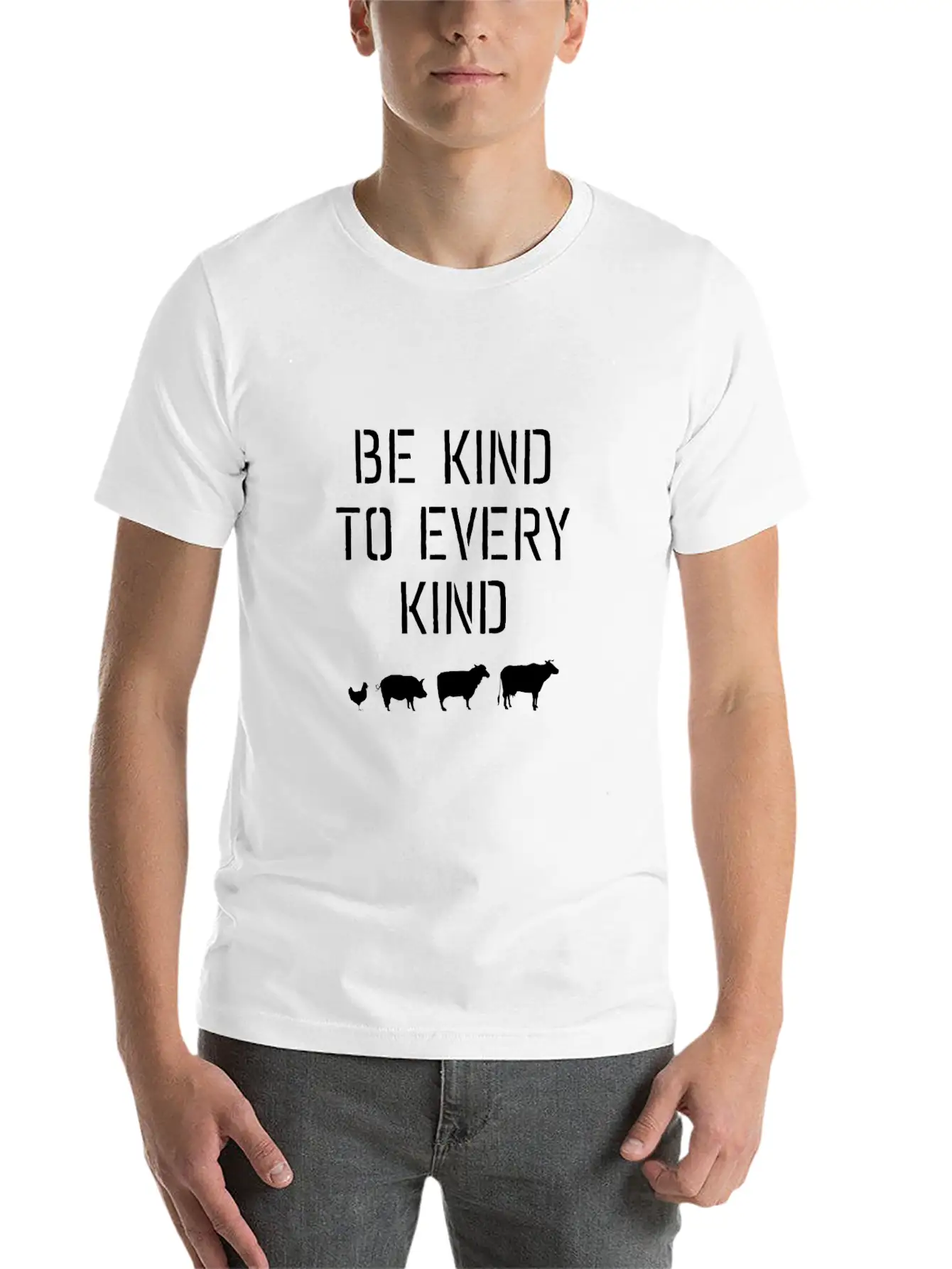 Be Kind To Every Kind #vegan Modern Fit Casual T-Shirt – Clean And Versatile Design
