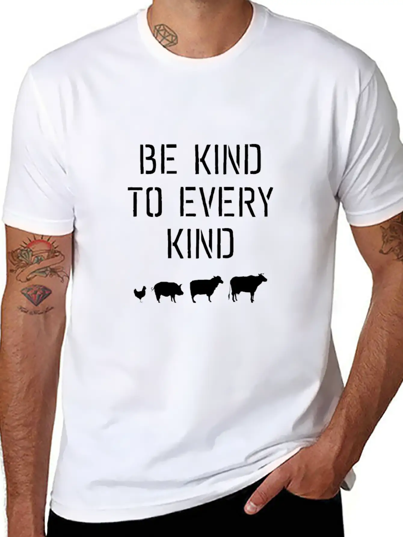 Be Kind To Every Kind #vegan Modern Fit Casual T-Shirt – Clean And Versatile Design
