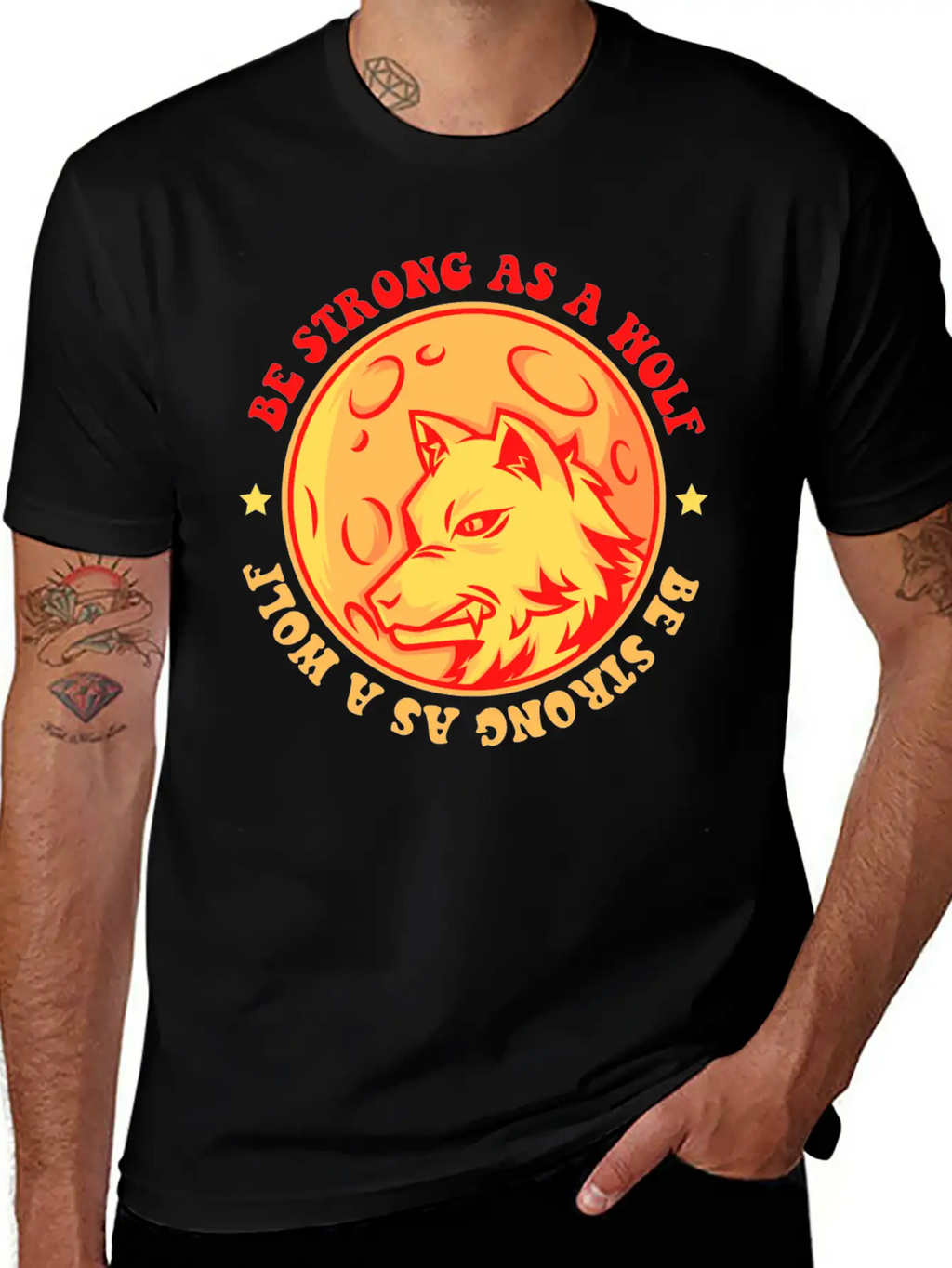 Be Strong As A Wolf Breathable Graphic T-Shirt – Perfect For Casual Days