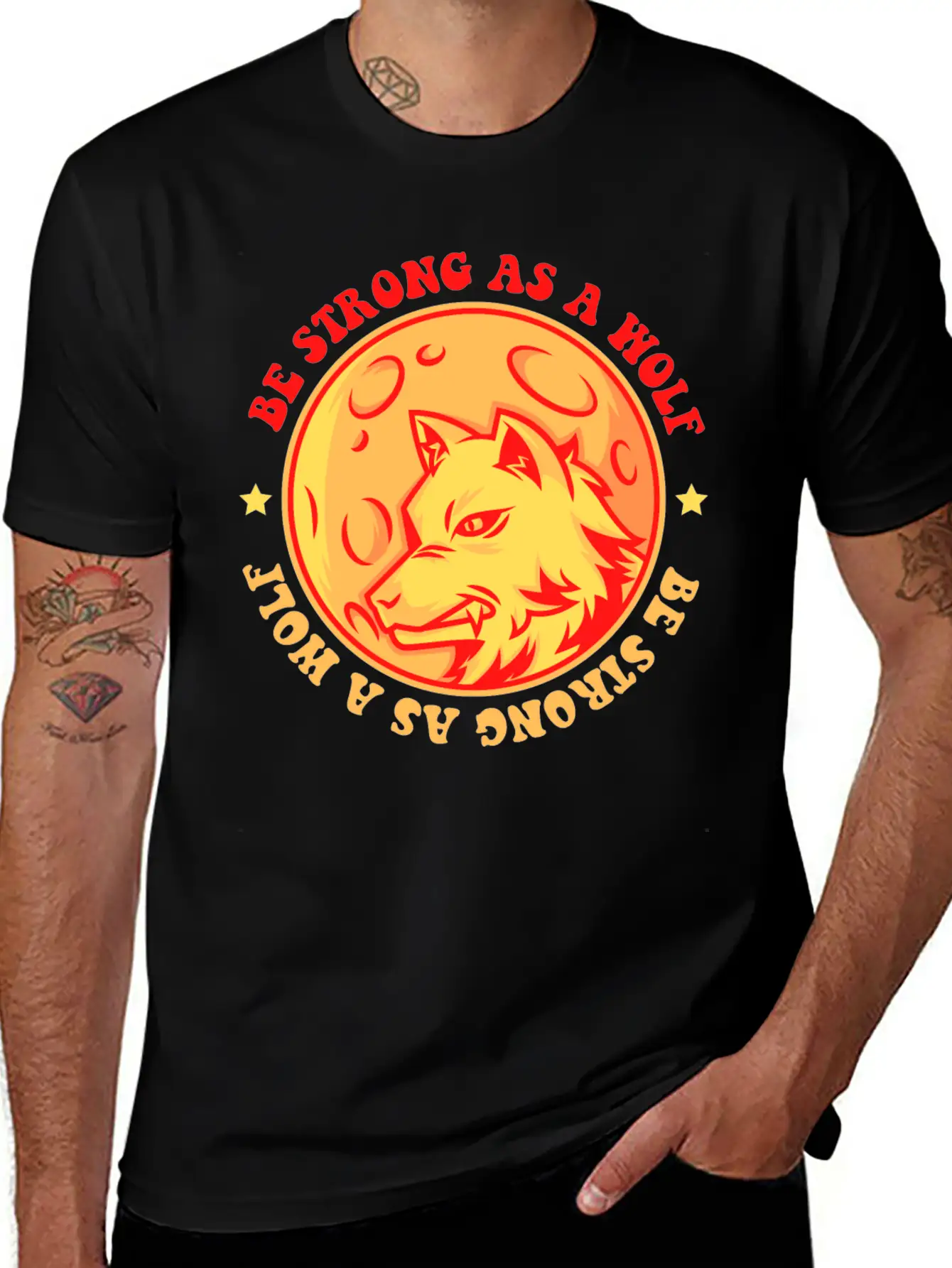 Be Strong As A Wolf Breathable Graphic T-Shirt – Perfect For Casual Days