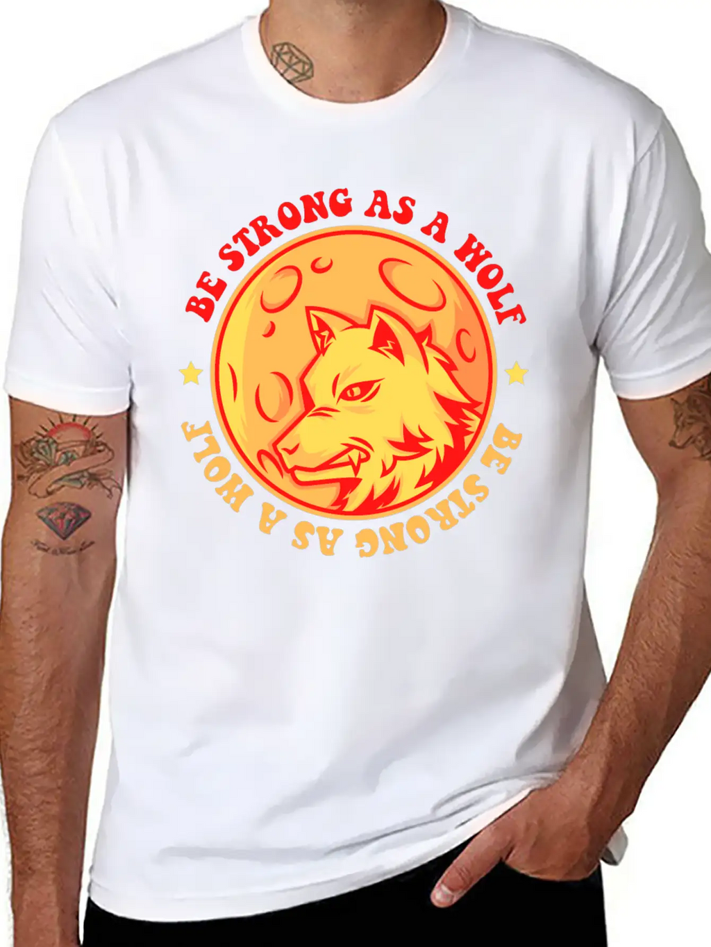 Be Strong As A Wolf Breathable Graphic T-Shirt – Perfect For Casual Days