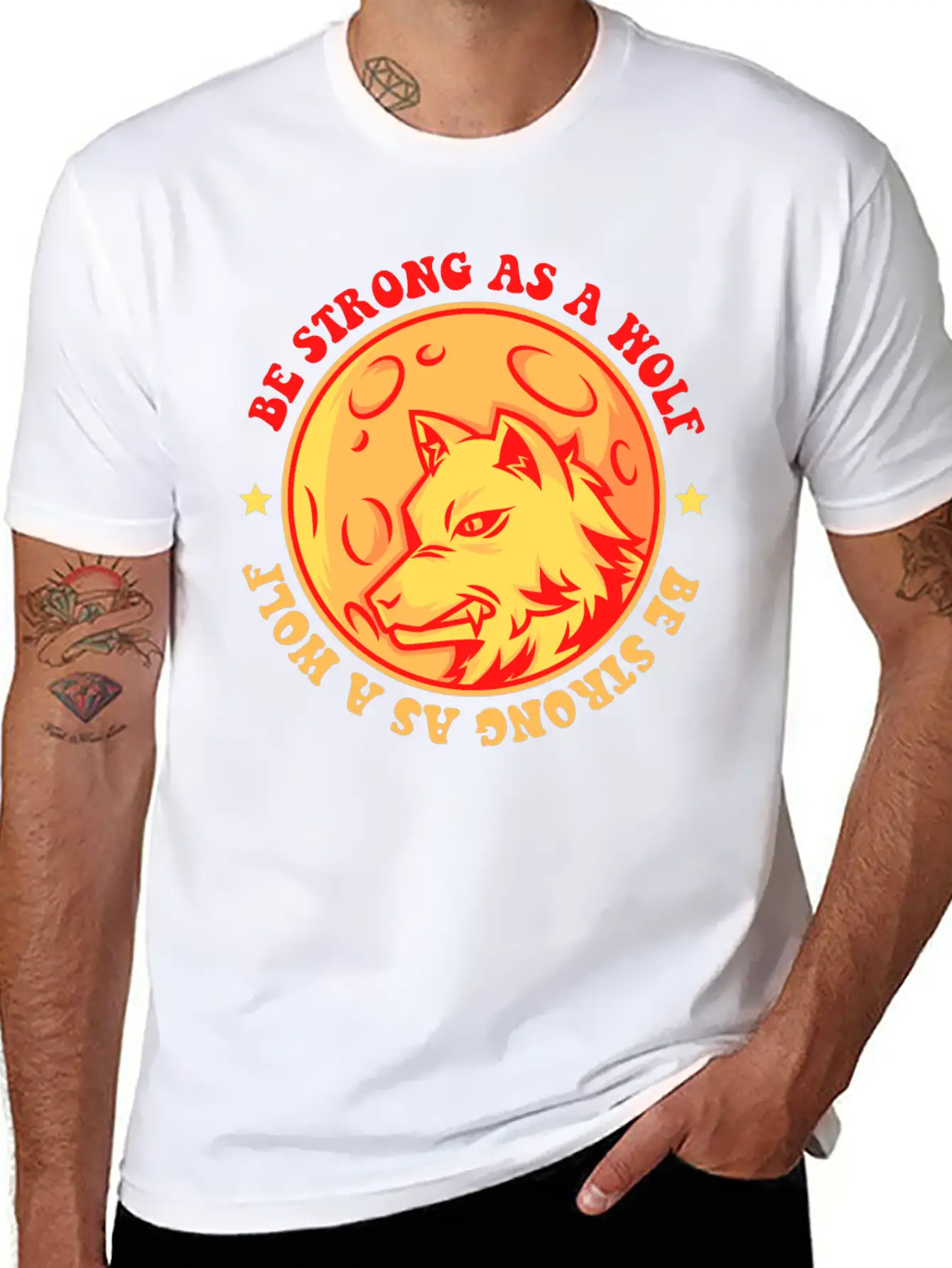 Be Strong As A Wolf Breathable Graphic T-Shirt – Perfect For Casual Days