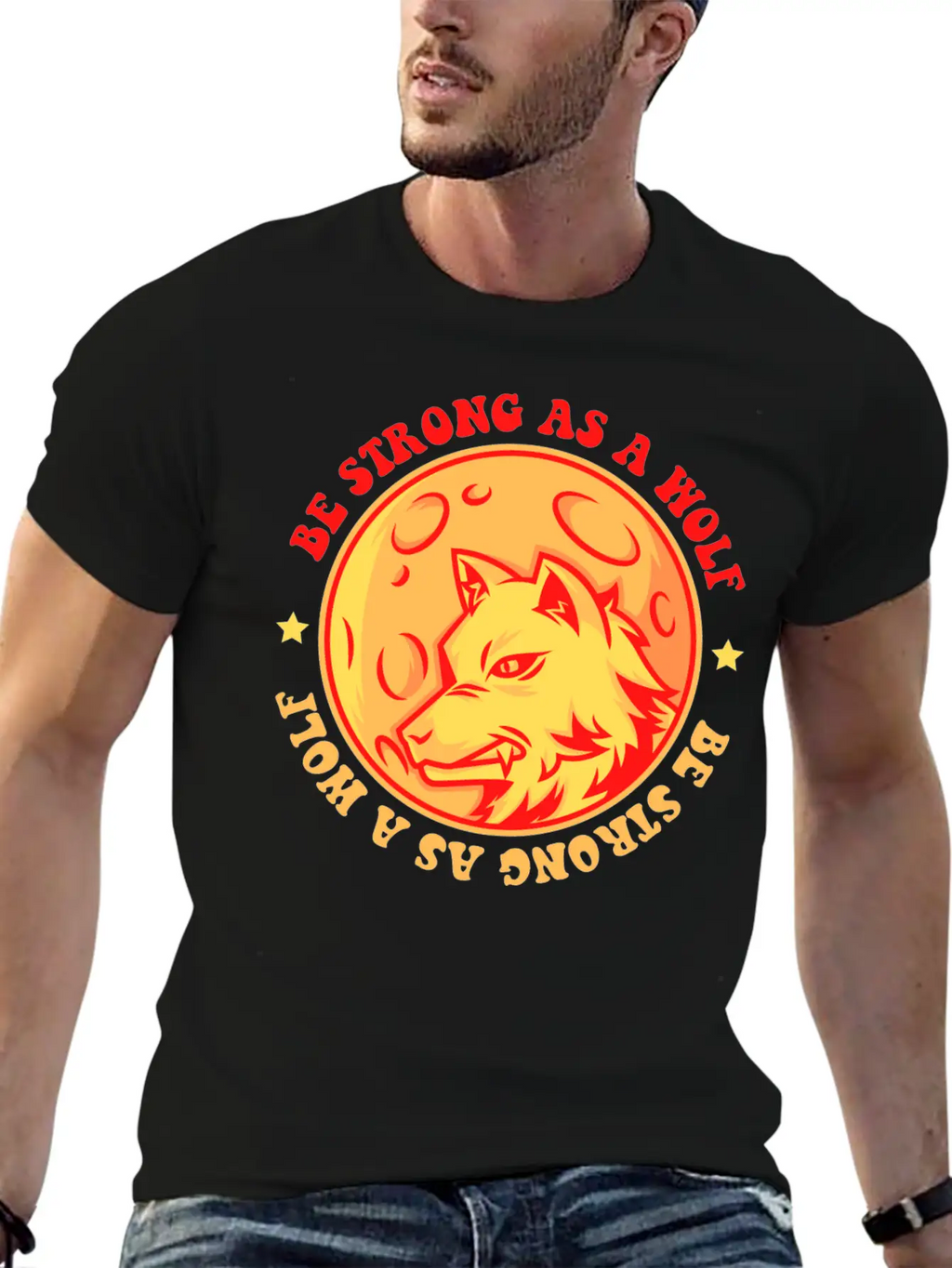 Be Strong As A Wolf Breathable Graphic T-Shirt – Perfect For Casual Days