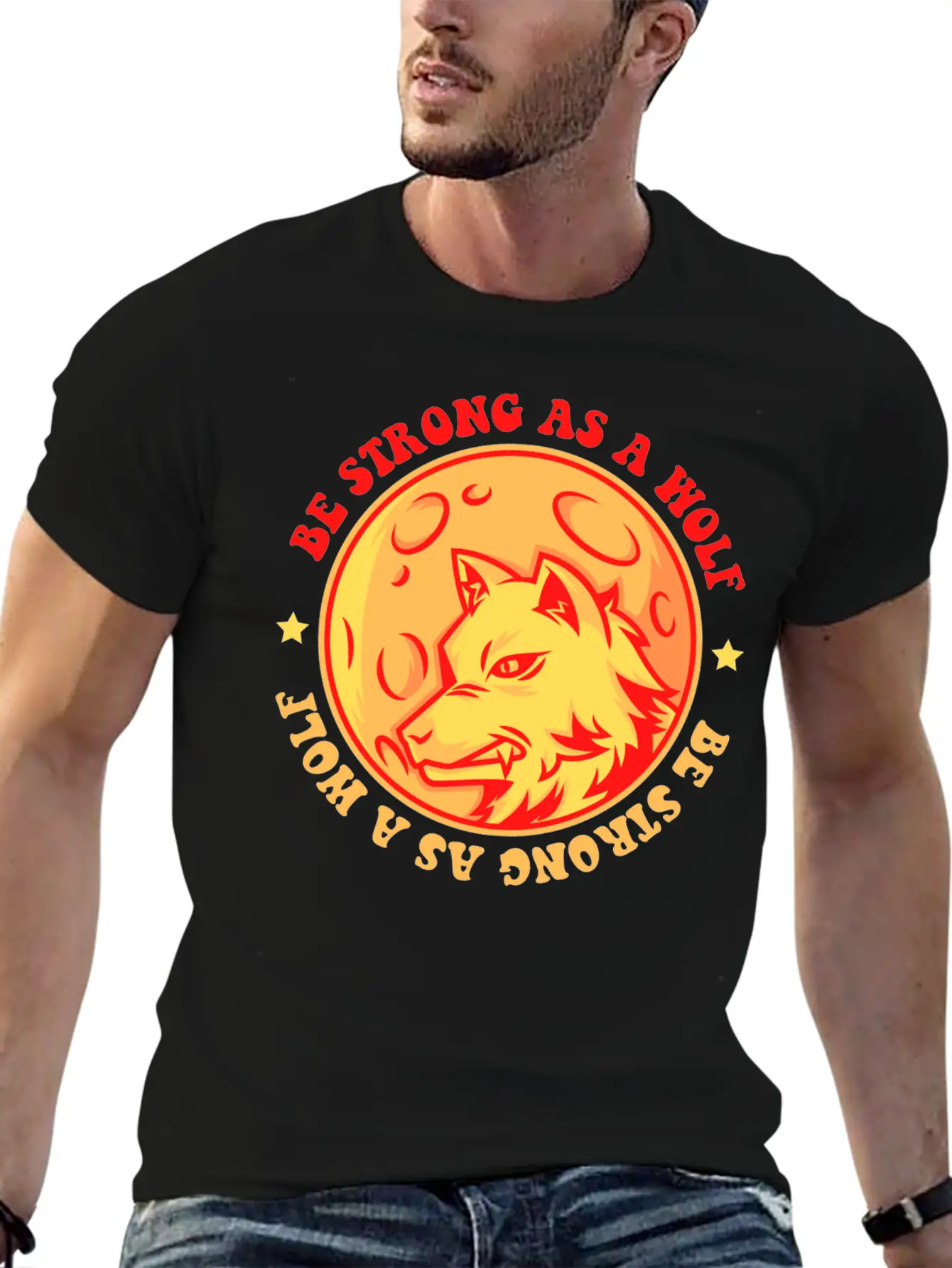 Be Strong As A Wolf Breathable Graphic T-Shirt – Perfect For Casual Days