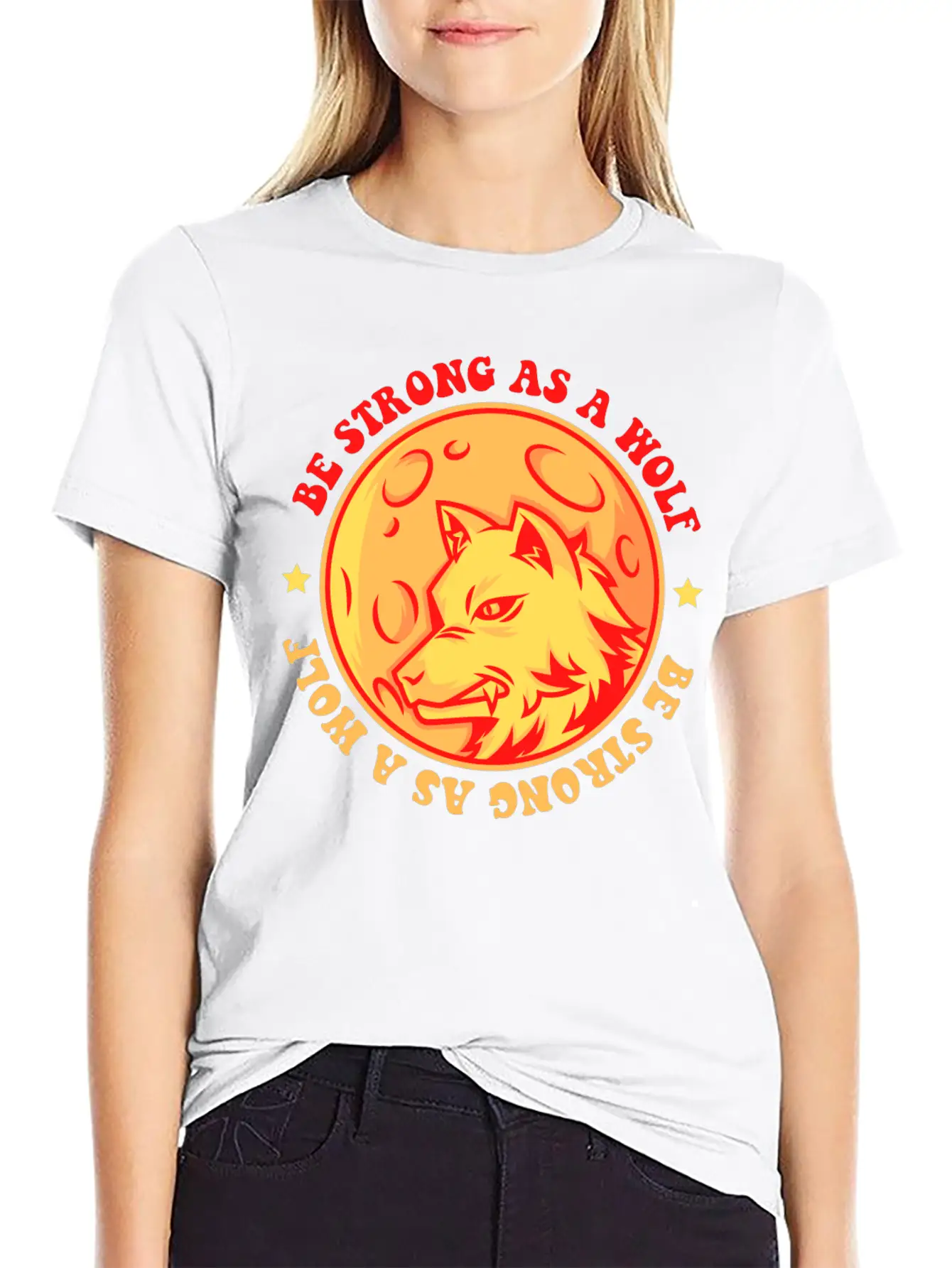 Be Strong As A Wolf Breathable Graphic T-Shirt – Perfect For Casual Days