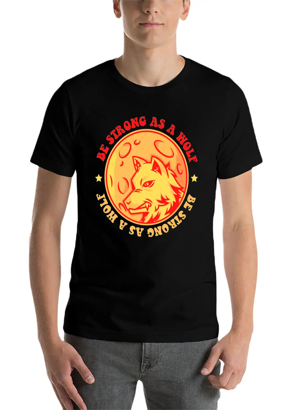 Be Strong As A Wolf Breathable Graphic T-Shirt – Perfect For Casual Days