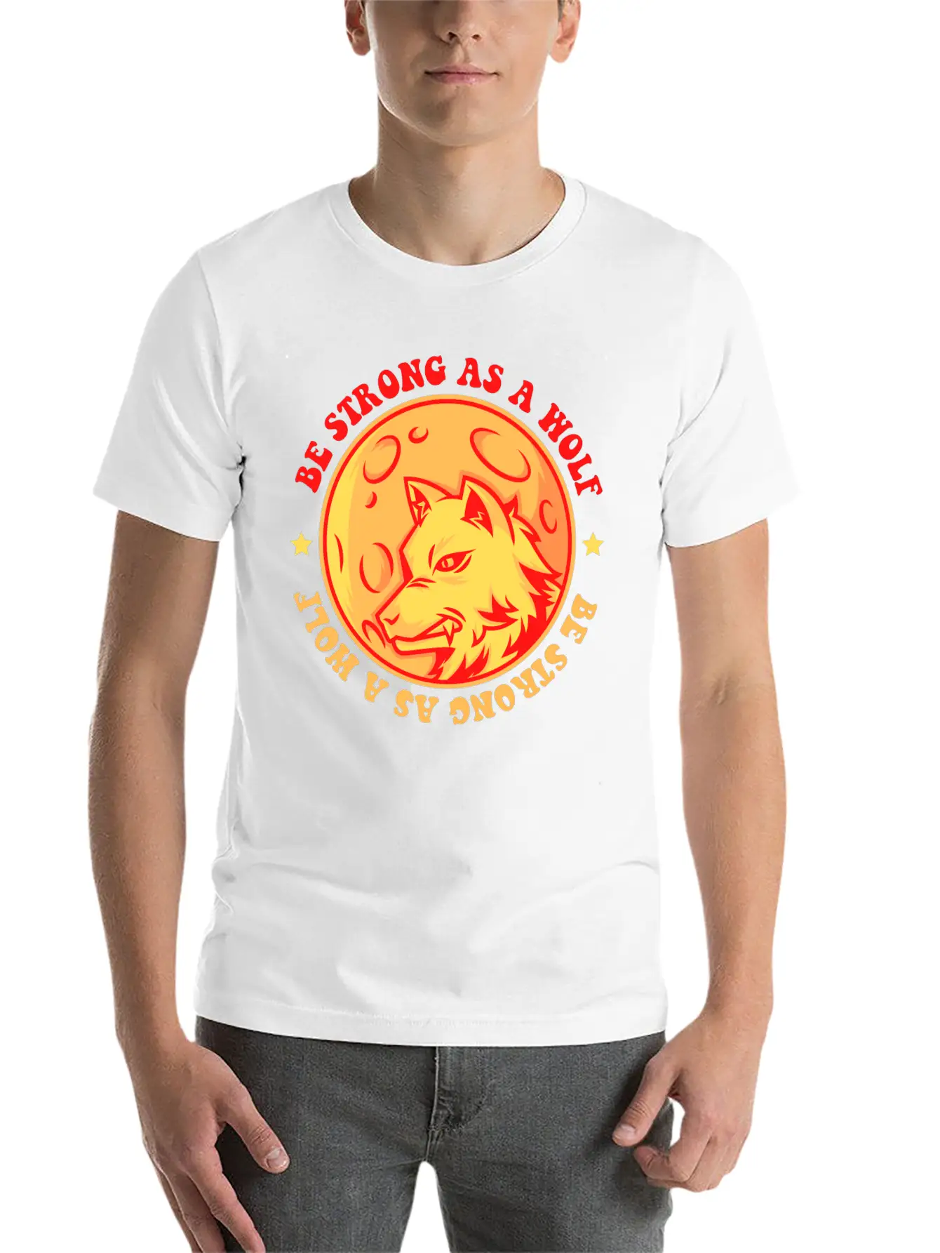 Be Strong As A Wolf Breathable Graphic T-Shirt – Perfect For Casual Days
