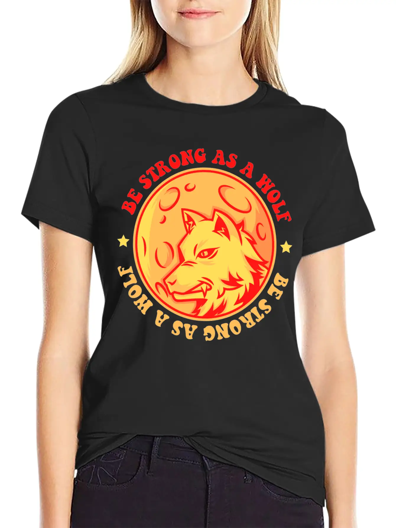 Be Strong As A Wolf Breathable Graphic T-Shirt – Perfect For Casual Days