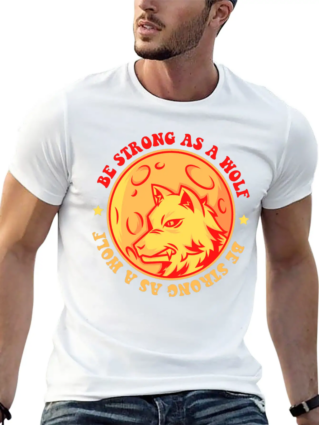 Be Strong As A Wolf Breathable Graphic T-Shirt – Perfect For Casual Days