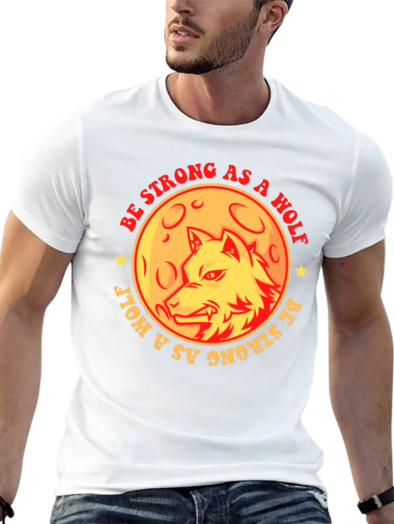 Be Strong As A Wolf Breathable Graphic T-Shirt – Perfect For Casual Days