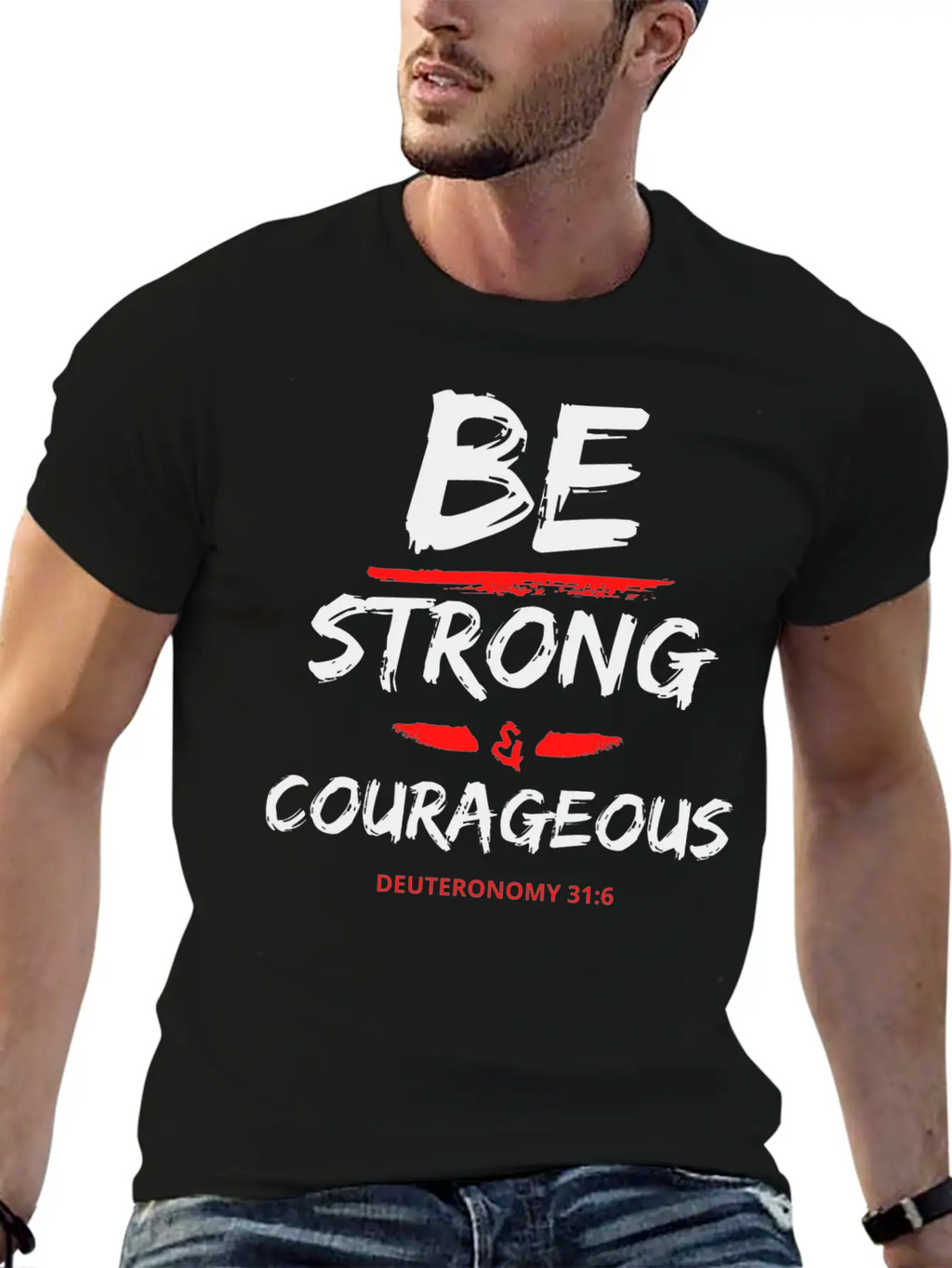 Be Strong & Courageous Breathable Graphic T-Shirt – Perfect For Casual Days