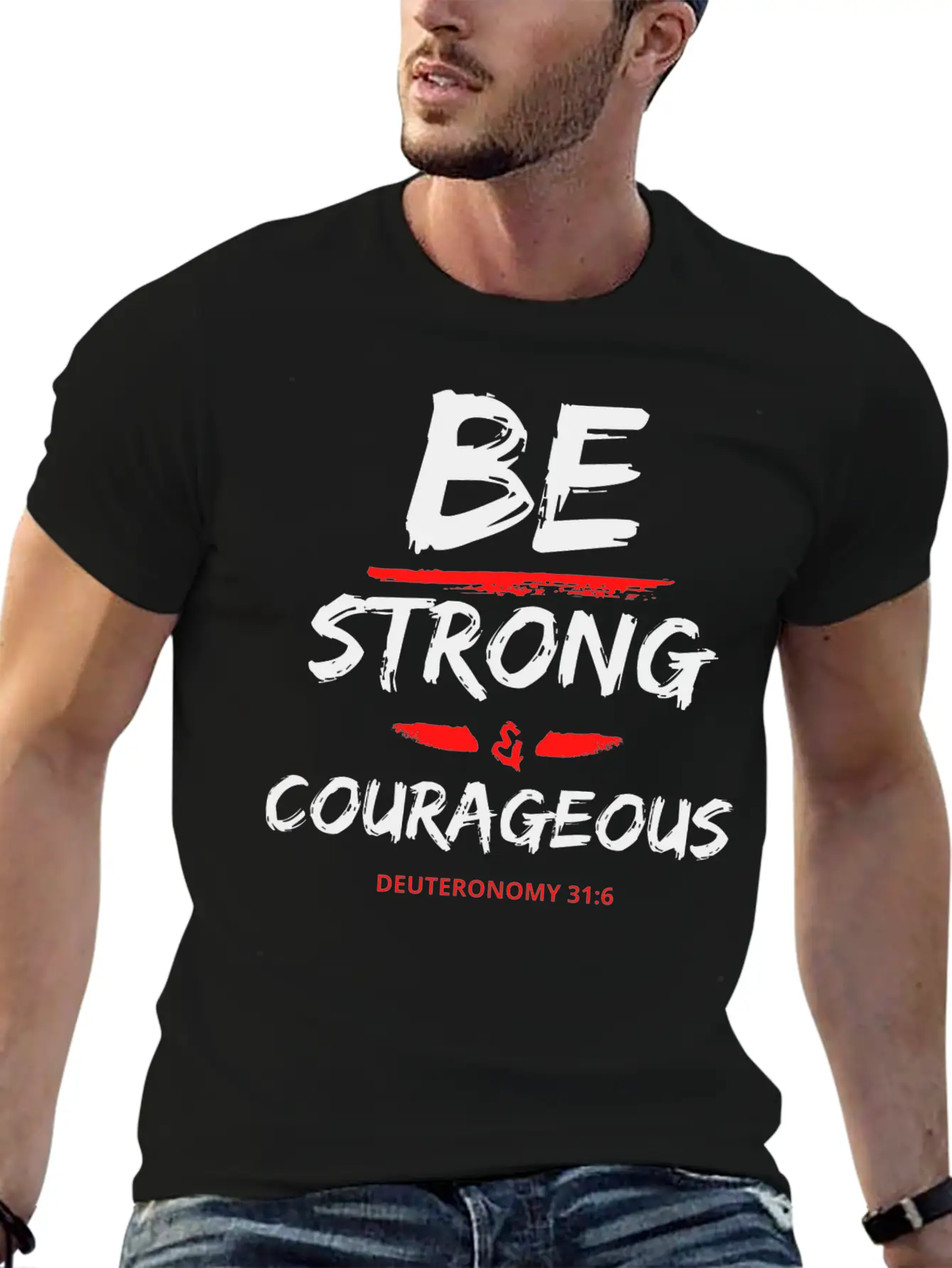 Be Strong & Courageous Breathable Graphic T-Shirt – Perfect For Casual Days