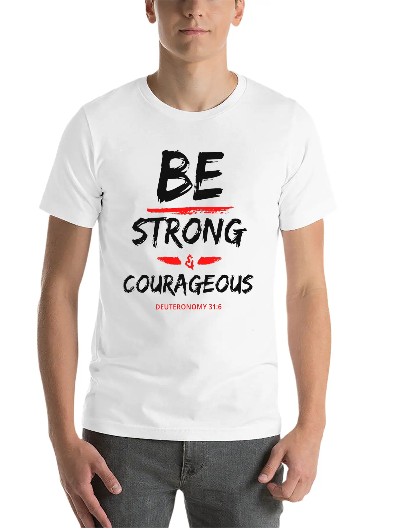 Be Strong & Courageous Breathable Graphic T-Shirt – Perfect For Casual Days