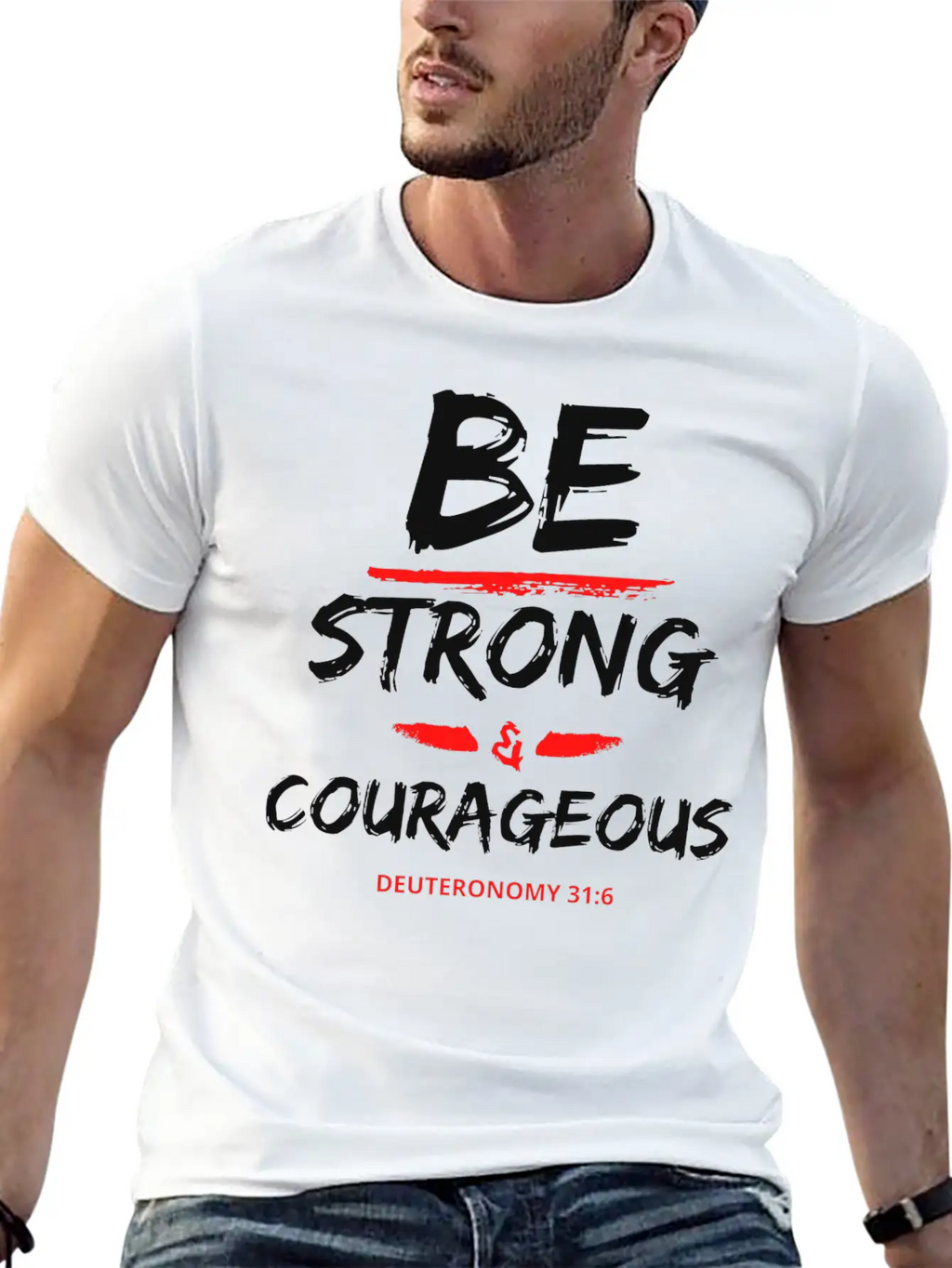 Be Strong & Courageous Breathable Graphic T-Shirt – Perfect For Casual Days