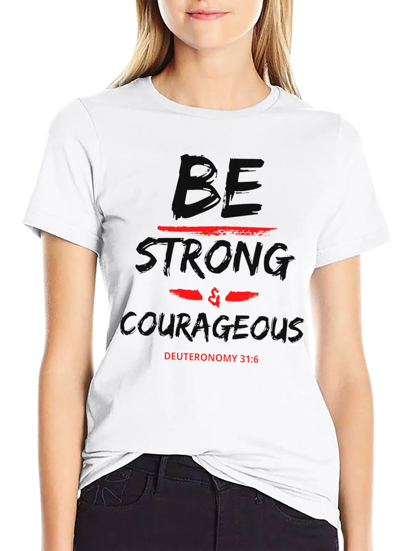Be Strong & Courageous Breathable Graphic T-Shirt – Perfect For Casual Days
