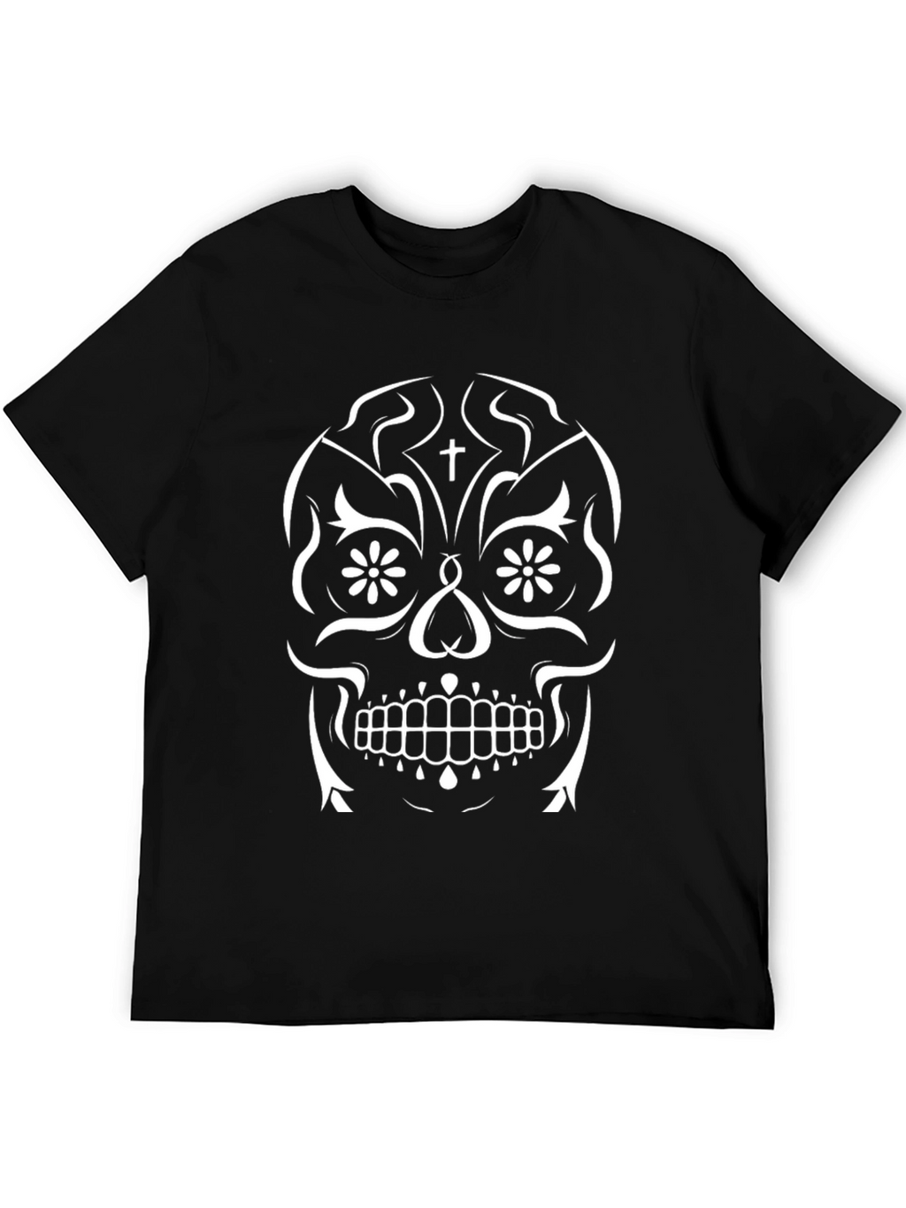 Sugar Skull Graphic Tee - Black Cotton T-Shirt