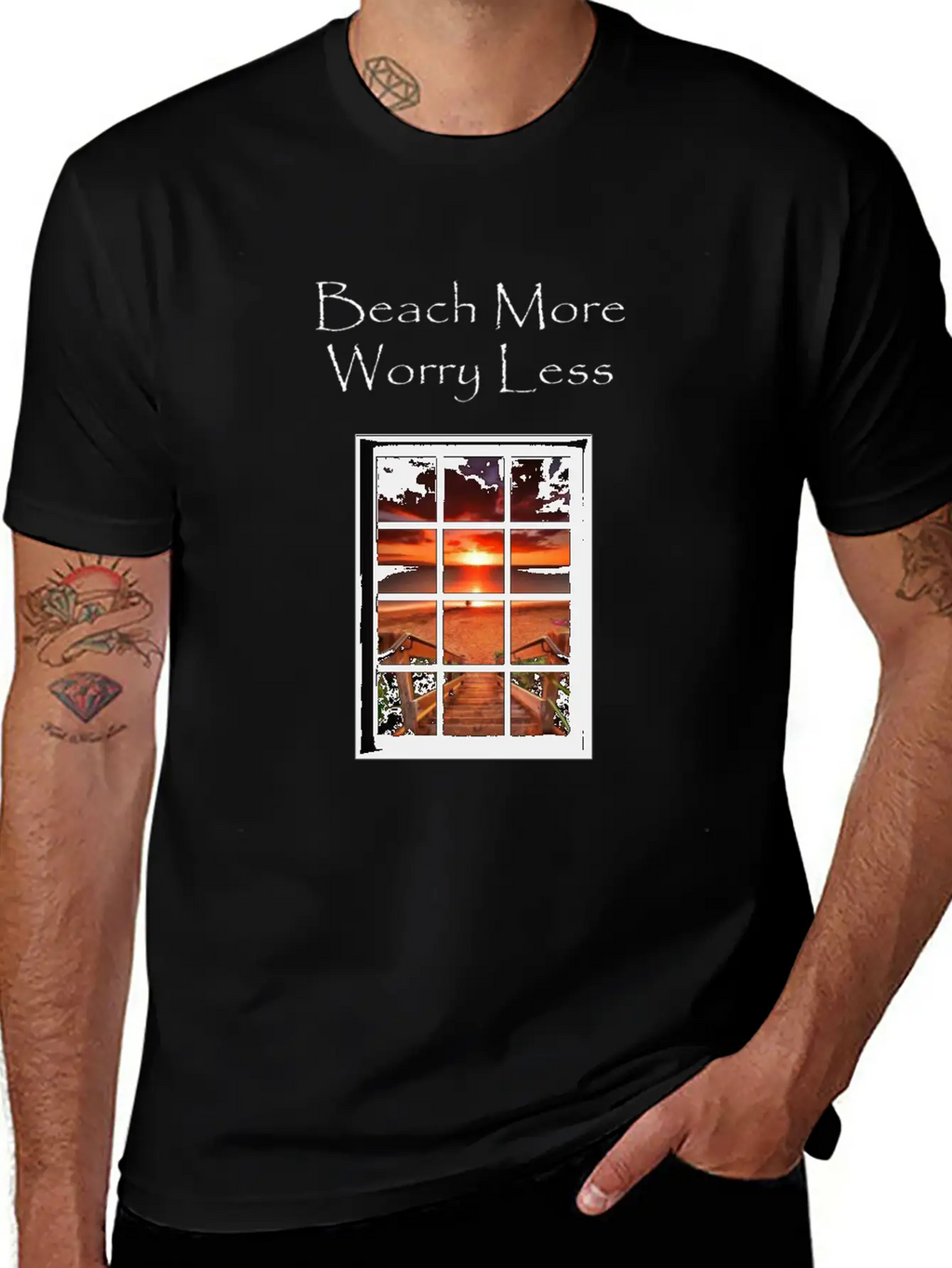 Beach More Worry Less Ocean Print Unisex Casual T-Shirt – Clean Design For Daily Comfort
