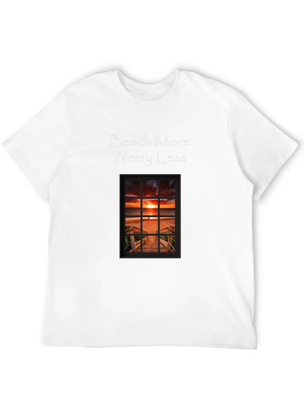 Beach More Worry Less Ocean Print Unisex Casual T-Shirt – Clean Design For Daily Comfort