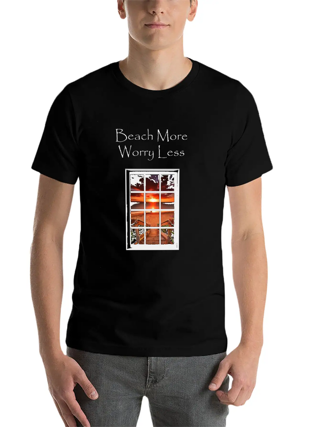 Beach More Worry Less Ocean Print Unisex Casual T-Shirt – Clean Design For Daily Comfort