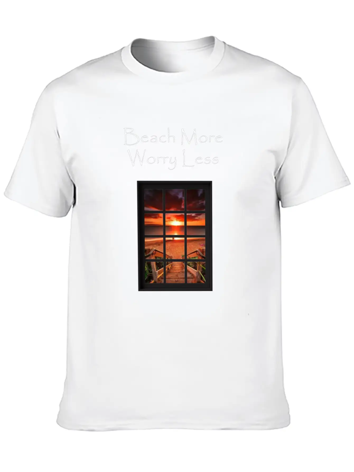Beach More Worry Less Ocean Print Unisex Casual T-Shirt – Clean Design For Daily Comfort