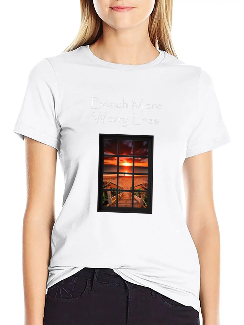 Beach More Worry Less Ocean Print Unisex Casual T-Shirt – Clean Design For Daily Comfort